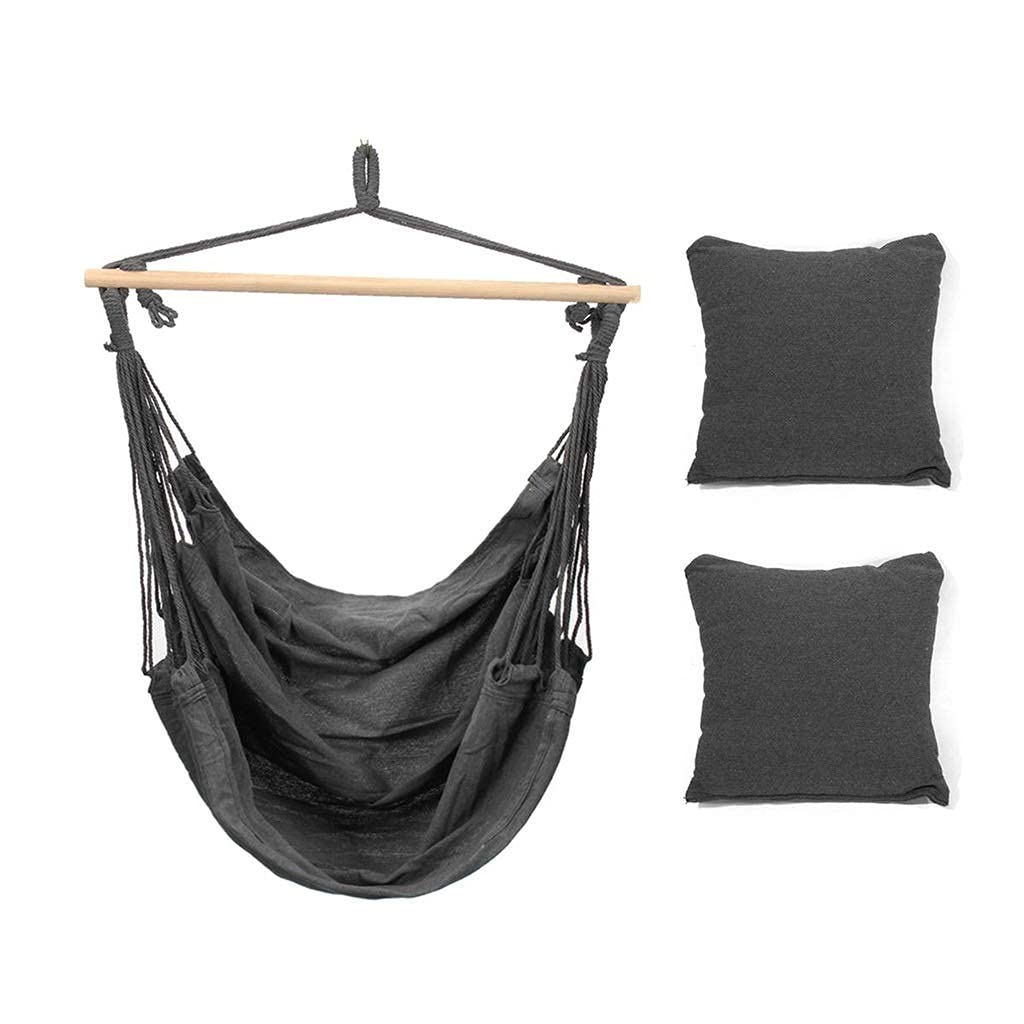 Outdoor Hanging Hammock Chair with Soft Cushions - 485lbs Weight Capacity for Garden, Patio, Dorm & Bedroom - Perfect Relaxation Gift for Campers & Hikers (Black) - Great for Reading, Napping & Lounging in Backyard or Balcony