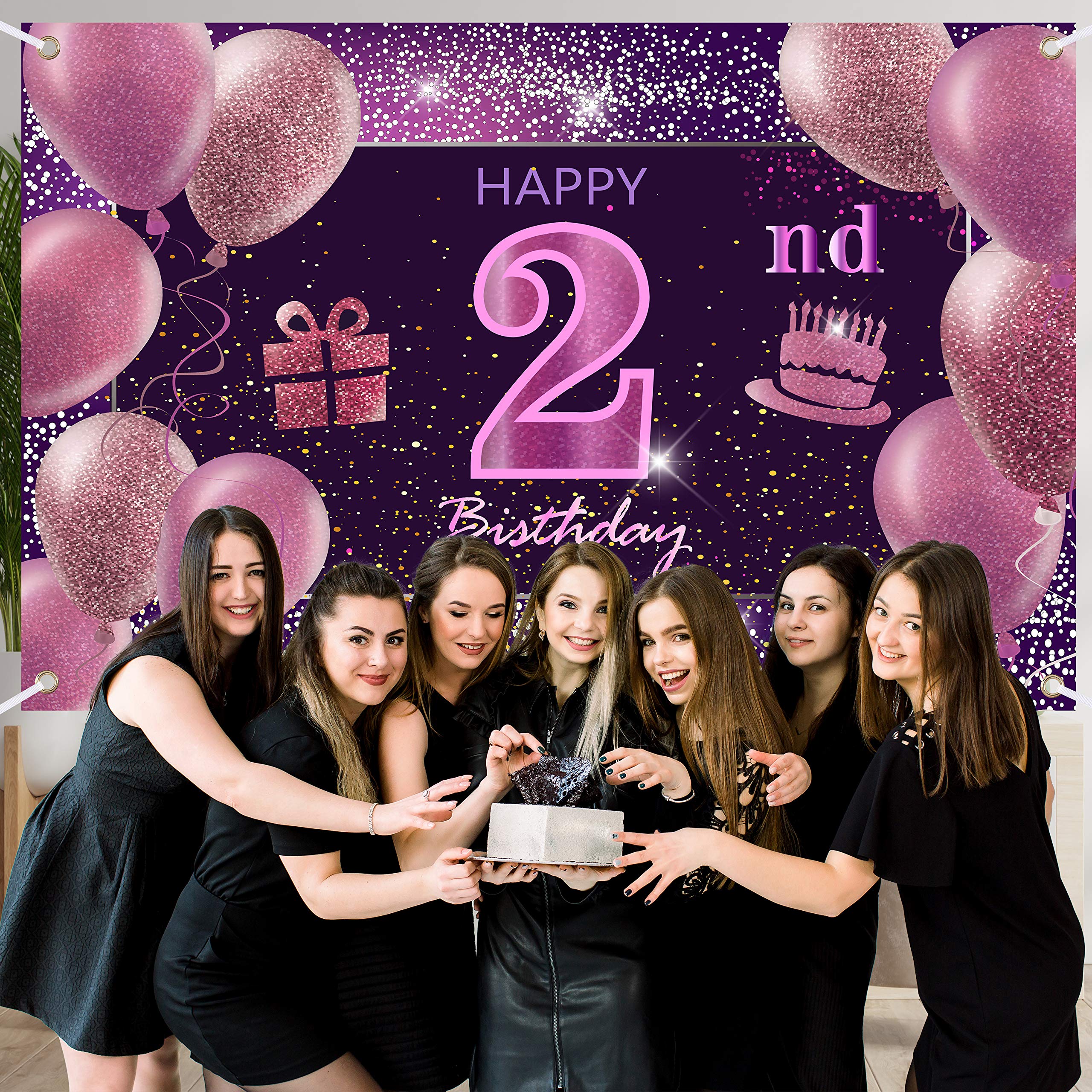 IMISI Pink Happy Birthday Banner - 2nd Birthday Decorations for Girls, Women's Party Backdrop | Perfect for Birthday Parties, Baby Showers & Celebrations
