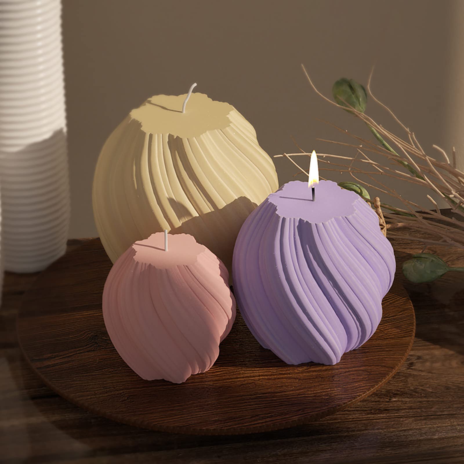 3 Pack Wave Candle Molds Set - Ball, Spiral & Resin Casting Molds for DIY Candles, Soap Making & Home Decor - Perfect for Wedding, Party & Bathroom Decorations