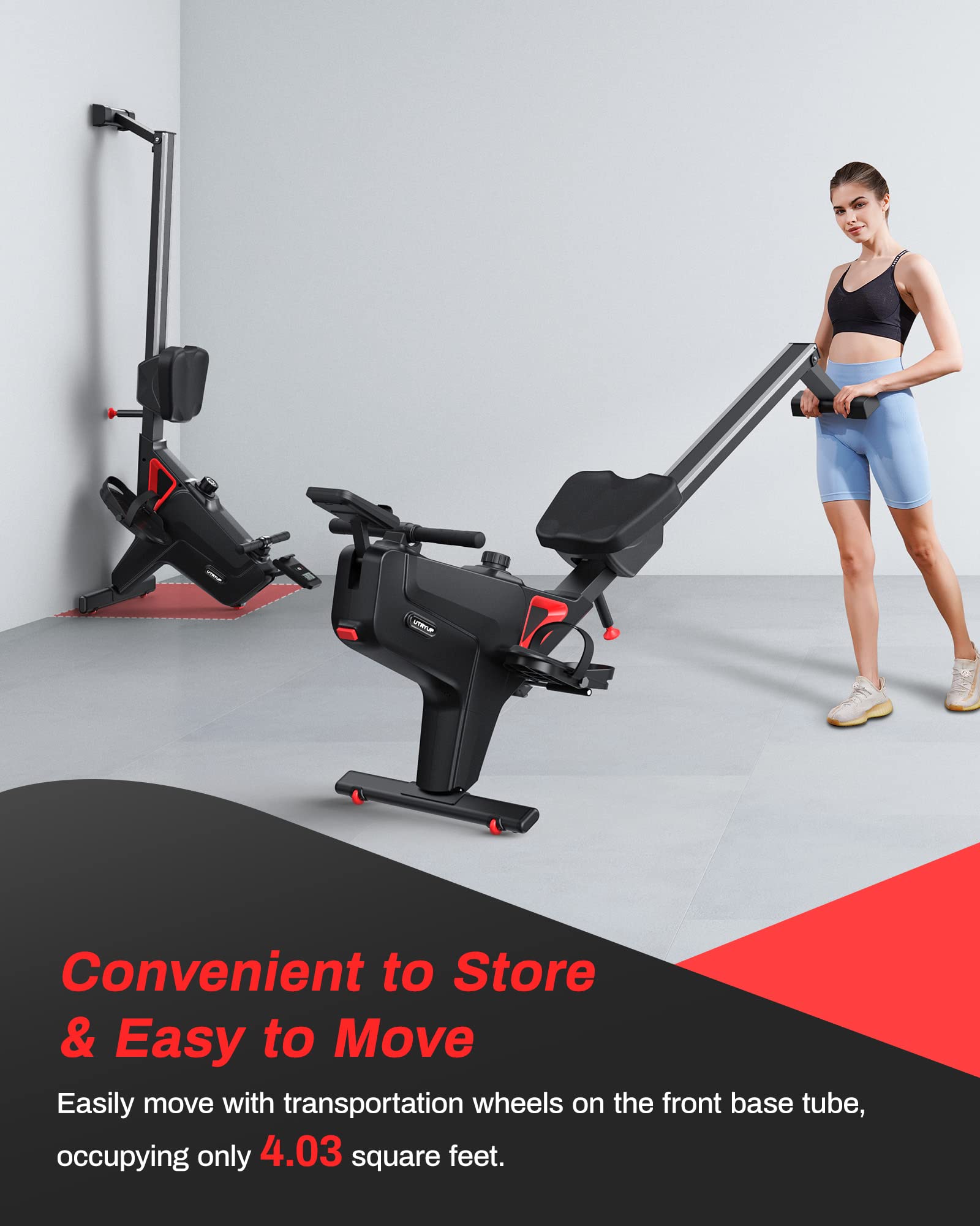 UTRYUP Magnetic Water Rowing Machine for Home Gym - 350 lbs Weight Capacity, 16 Resistance Levels, Quiet Foldable Design with Bluetooth Connectivity & App Support - Perfect for Small Spaces, Cardio Workouts & Full-Body Training (Includes Tablet Holder)