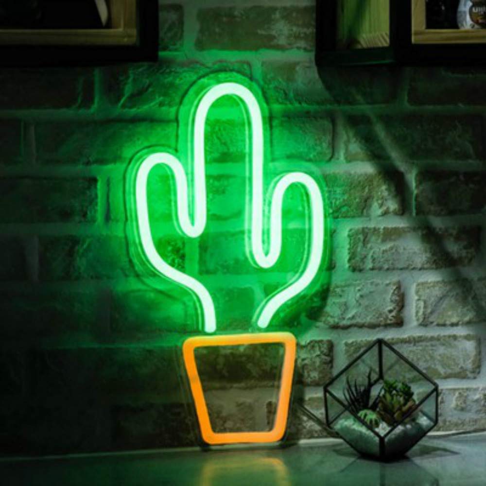 LED Cactus Neon Wall Light Sign - Indoor Home Decor, Night Lamp for Bedroom, Kids Room, Party - Perfect for Wedding, Birthday, Christmas & Valentine's Day Gifts - Creates Cozy Ambiance for Relaxation & Celebrations