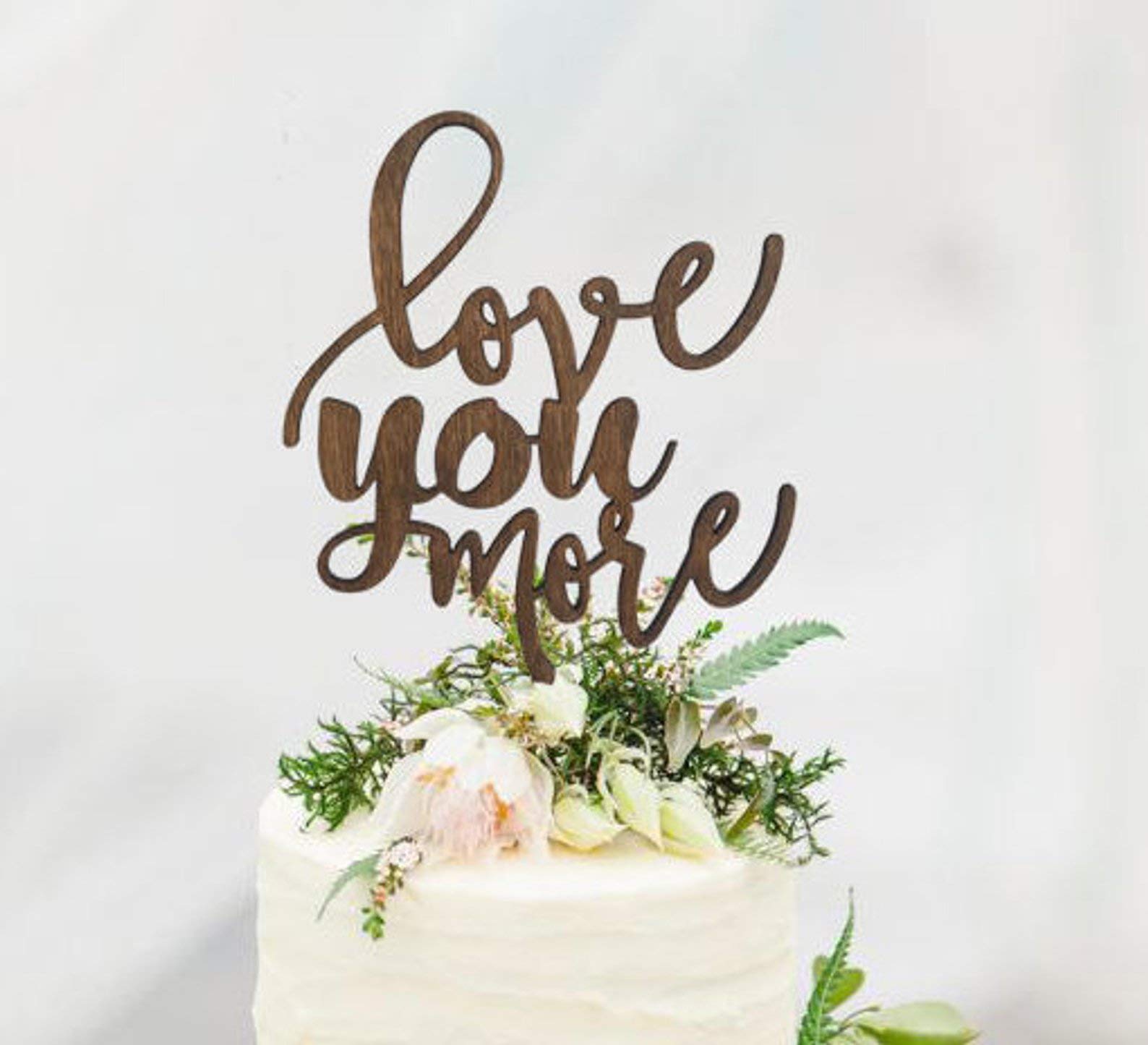 Rustic 'Love You More' Wedding Cake Topper - Handmade Country Chic Cake Decor for Weddings, Beach Ceremonies & Anniversary Cakes - Perfect for Rustic, Farmhouse & Coastal Wedding Themes