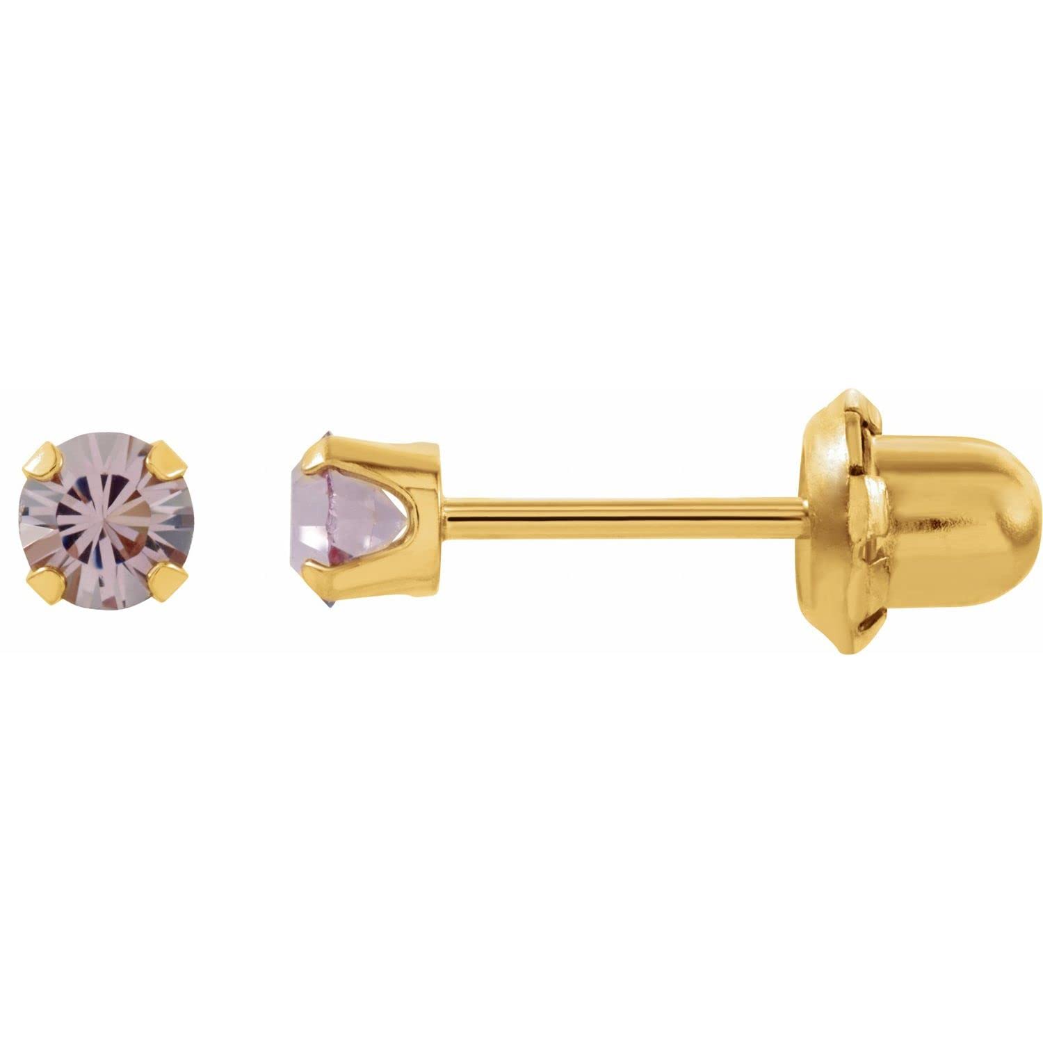 14K Gold or Sterling Silver Imitation Gemstone Stud Earrings for Women - Hypoallergenic Friction Back Earrings for Everyday Wear, Gift Giving & Special Occasions