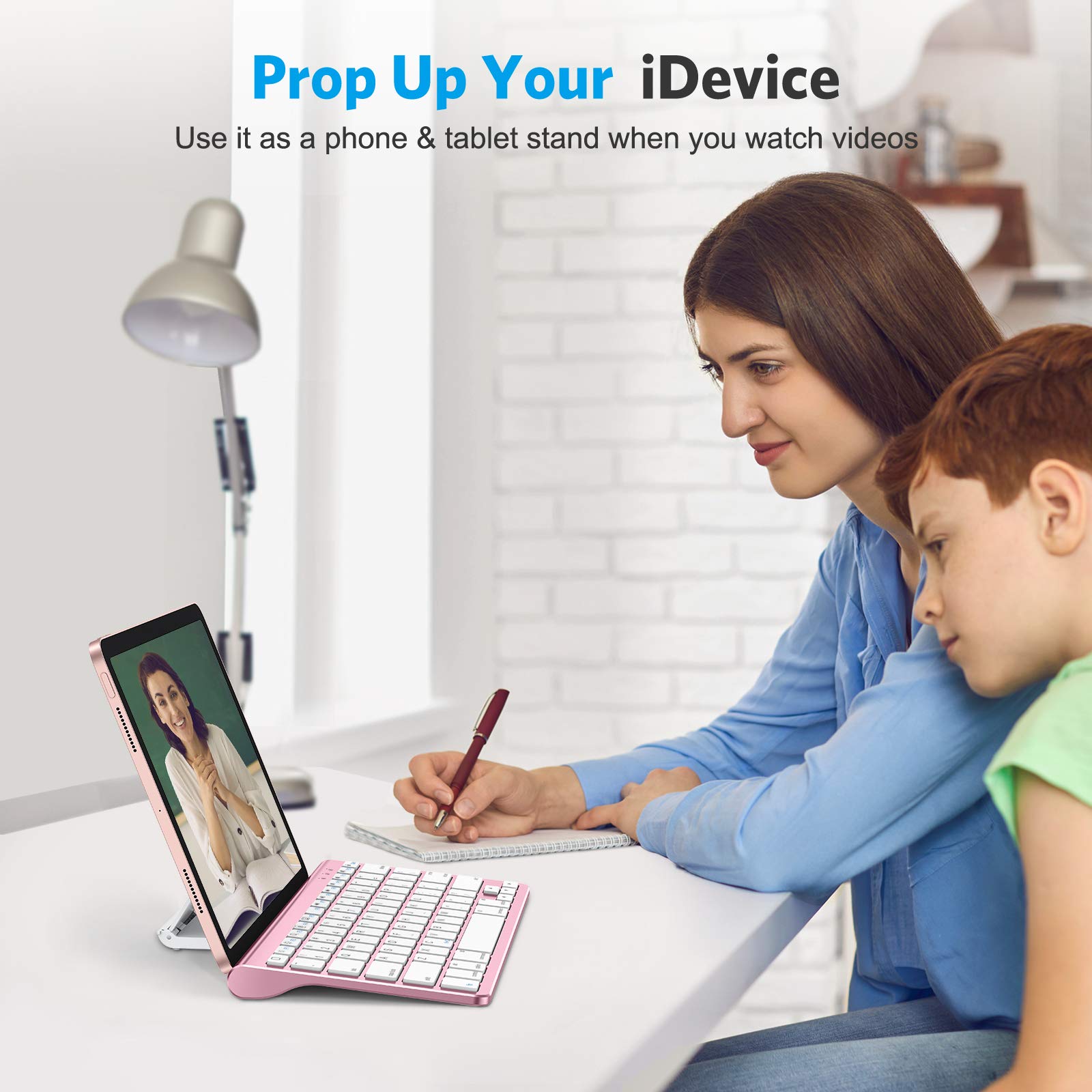 OMOTON Ultra-Slim Bluetooth Keyboard with Sliding Stand - Compatible with iPad 9th/8th Gen 10.2