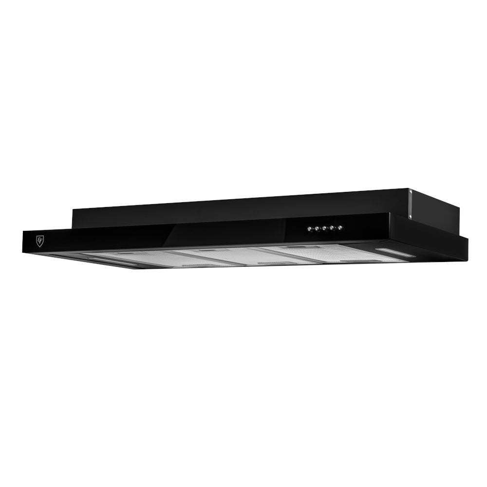 EF EFCH9202TBK 90cm Black Conventional Range Hood - Powerful Kitchen Ventilation for Smoke & Odor Removal - Perfect for Modern Homes & Restaurants
