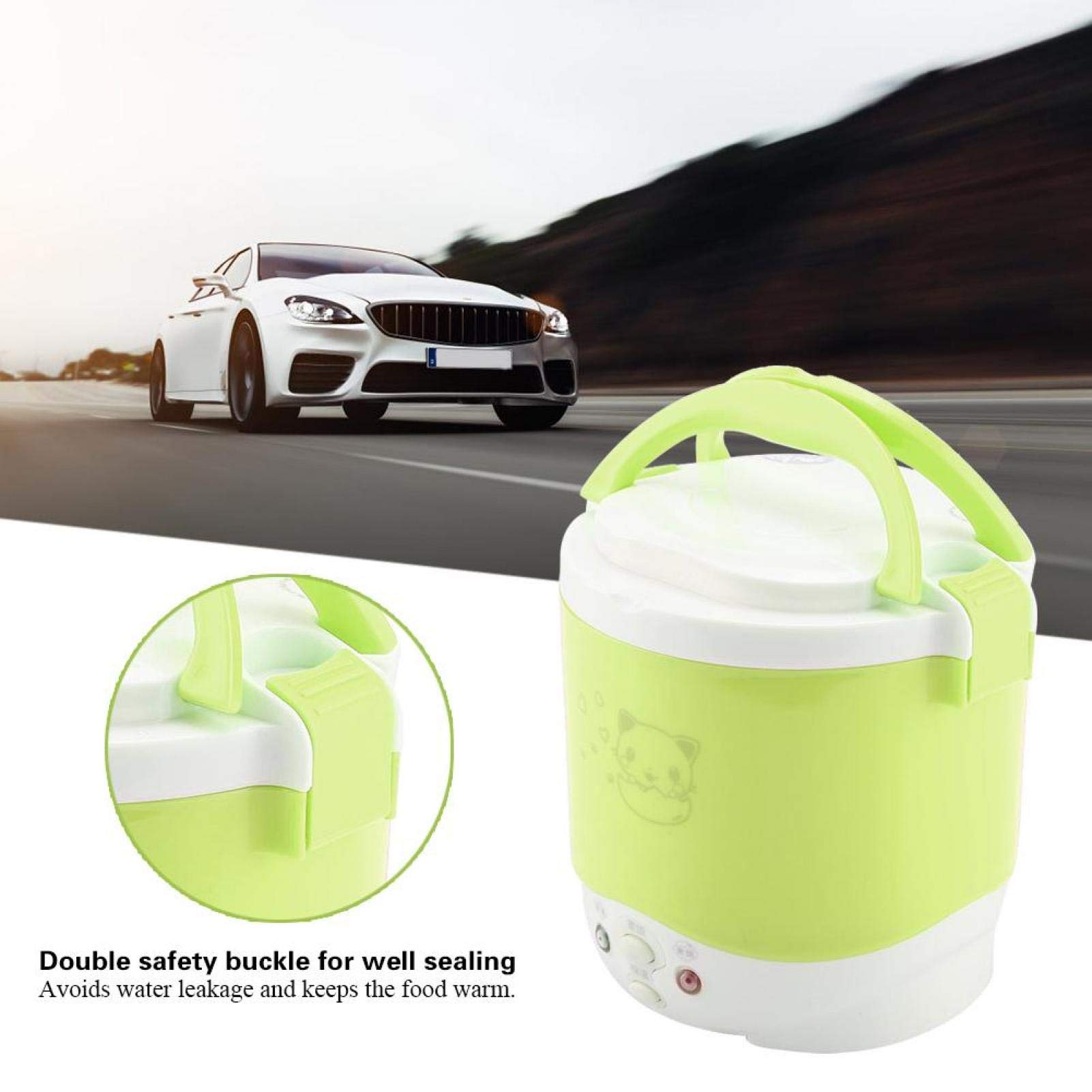 Omabeta 1L Portable Rice Cooker - 12V 100W Mini Electric Rice Cooker & Food Steamer for Travel, Car, Camping | Compact Multifunctional Cooking Pot, Perfect as Electric Lunch Box (Green)