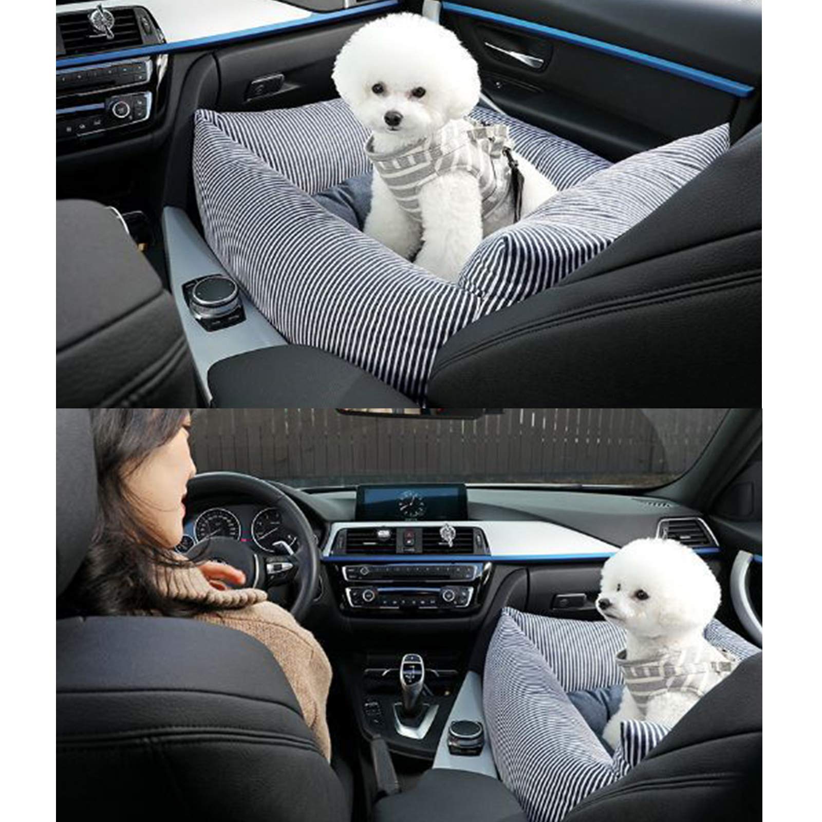 **Premium Dog Car Bed for Small Dogs & Cats - Travel Safe Pet Booster Seat with Clip-On Leash & Non-Slip Base - Fits All Cars & SUVs - Perfect for Road Trips & Daily Commutes**