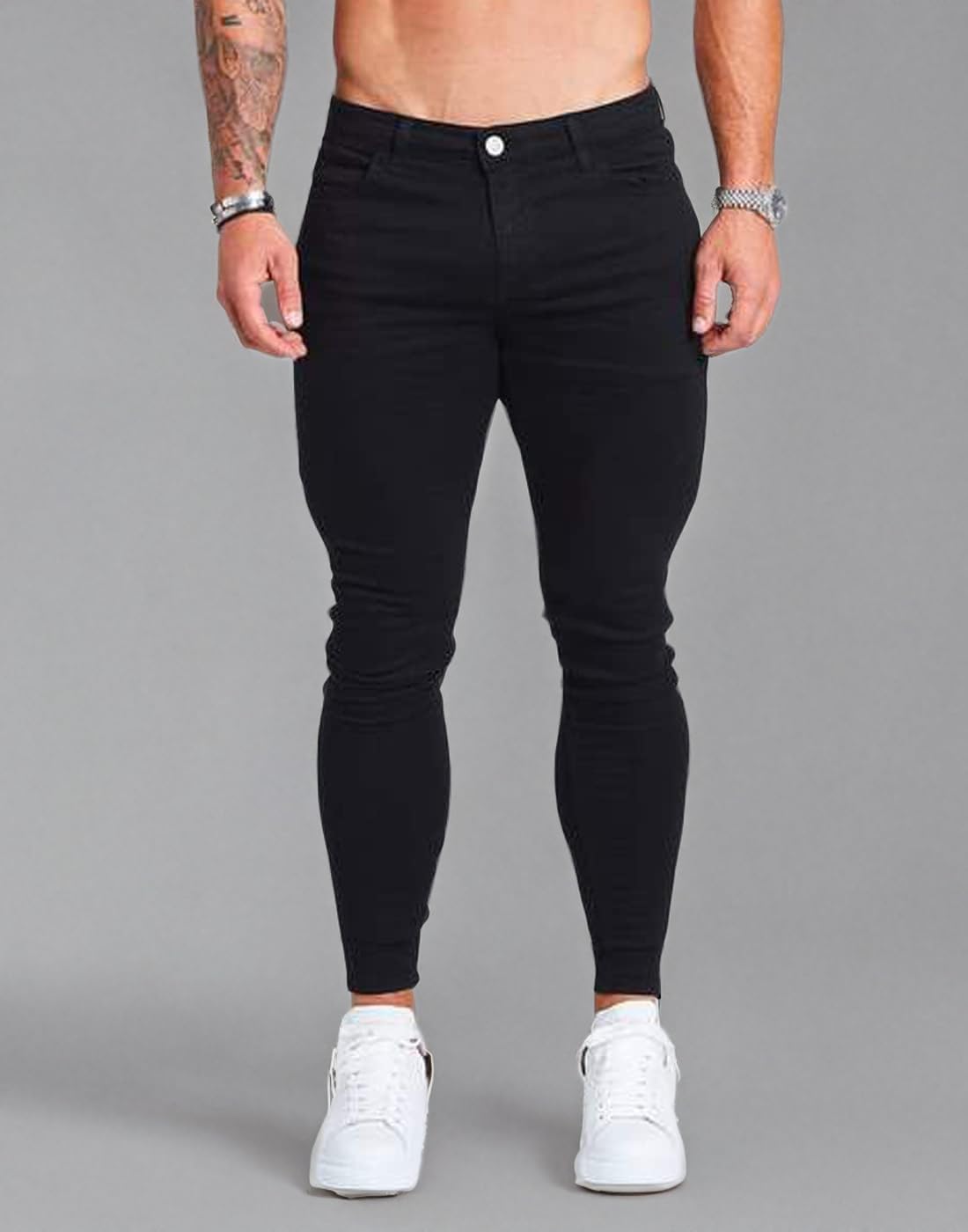 HUNGSON Men's Ripped Skinny Jeans - Stretch Slim Fit Denim Pants for Men | Comfortable & Trendy for Casual Wear, Night Out, and Street Style