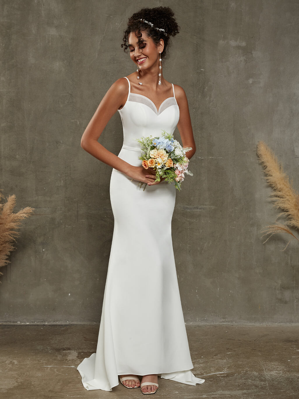 Elegant Diamond White Double FDY Sweetheart Mermaid Wedding Dress with Chapel Train - Perfect for Beach Weddings, Formal Ceremonies & Bridal Photoshoots
