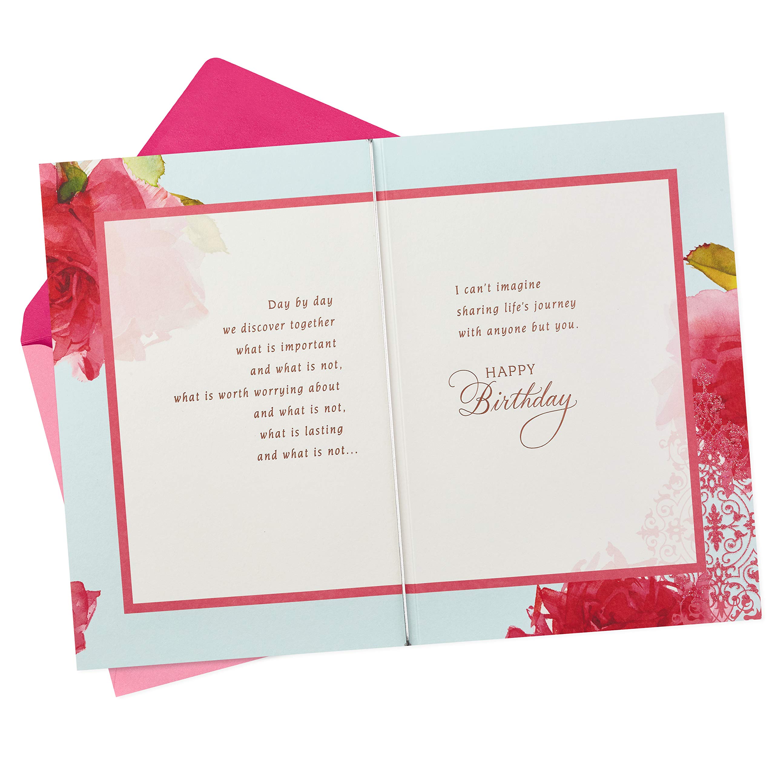 Hallmark Birthday Card for Wife - Beautiful Rose Floral Design with Elegant Patterns | Perfect for Anniversaries, Valentine's Day & Romantic Occasions
