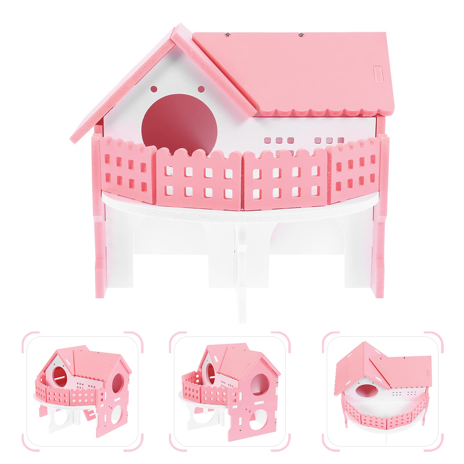 Balacoo 2-Story Hamster Hideout Hut & Chew Toy - Natural Wooden Small Animal House for Dwarf Hamsters, Gerbils, and Pet Rats - Perfect for Chewing, Playing, and Nesting - Ideal for Cage Accessories and Small Pet Enrichment Activities