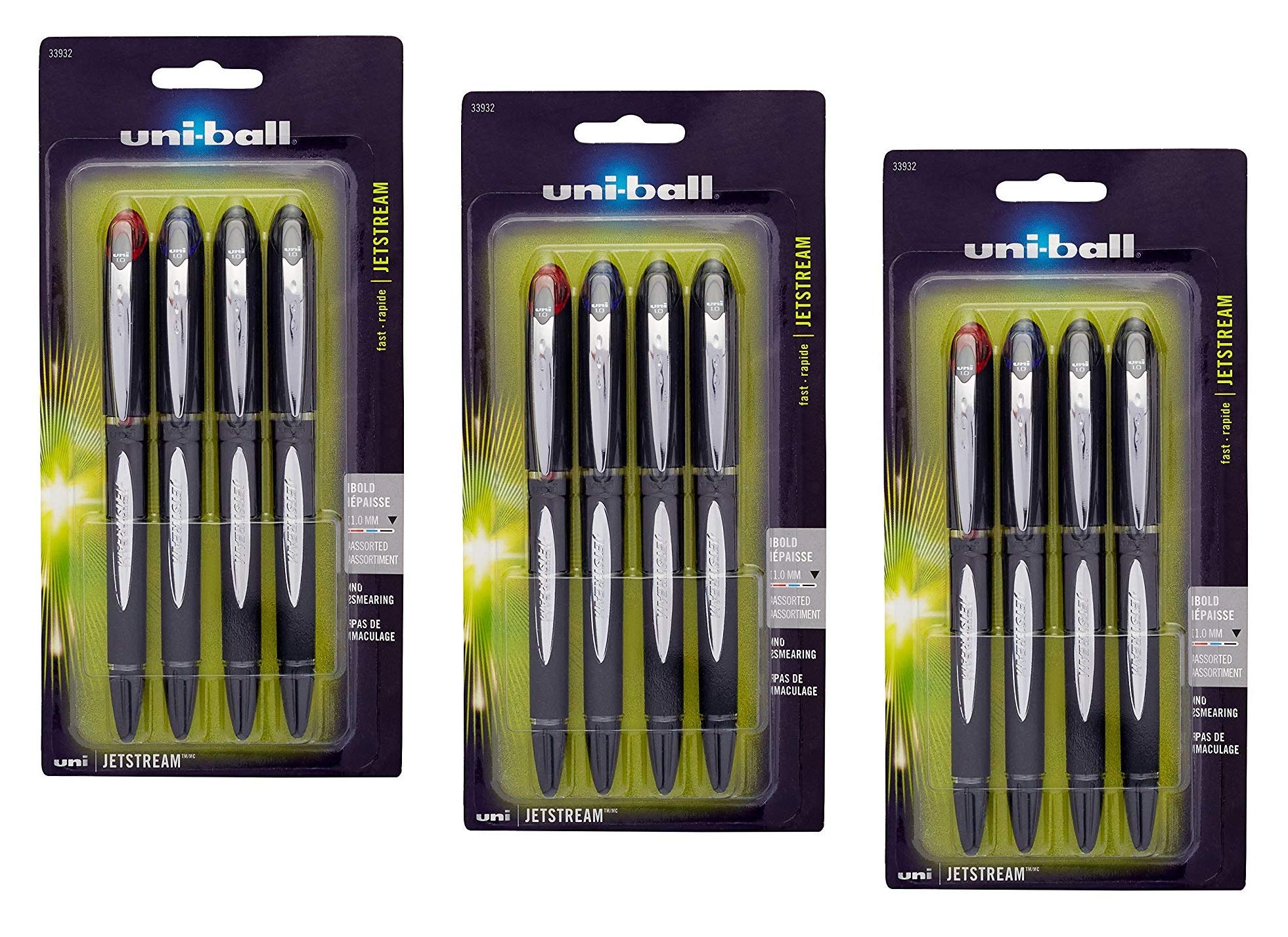 uni-ball Jetstream 1.0mm Bold Ballpoint Pens - 12 Pack Assorted Colors for Office, School & Everyday Writing | Smooth Ink Flow & Comfort Grip