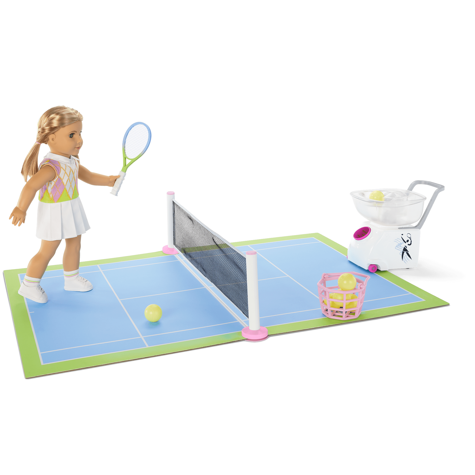 Isabel & Nicki 2-in-1 Tennis Court and Skate Park Playset for 18 Inch Dolls - Perfect for American Girl Dolls and Historical Character Play - Great for Indoor and Outdoor Pretend Play, Birthday Gifts, and Doll Accessories