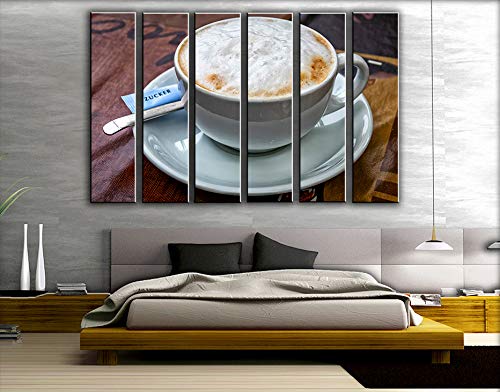 X-Large 6-Piece Coffee Theme Wall Art Set - Cappuccino Painting Canvas Prints for Home & Cafe Decor (44x67 inches) - Perfect for Living Rooms, Restaurants and Coffee Shops