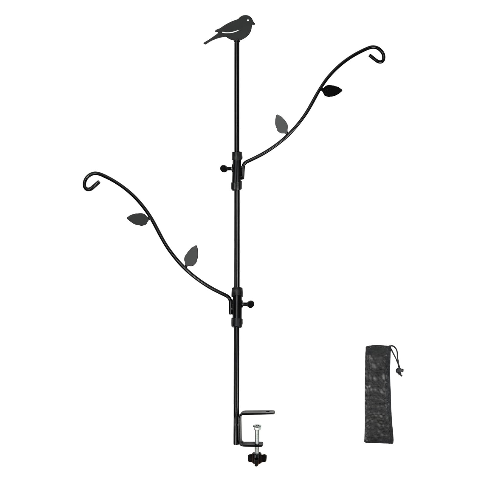 Deck Bird Feeder Pole with Multi-Hook & Adjustable Branches - Sturdy Outdoor Bird Feeding Station for Porch, Garden, or Patio - Attract Cardinals, Finches & More