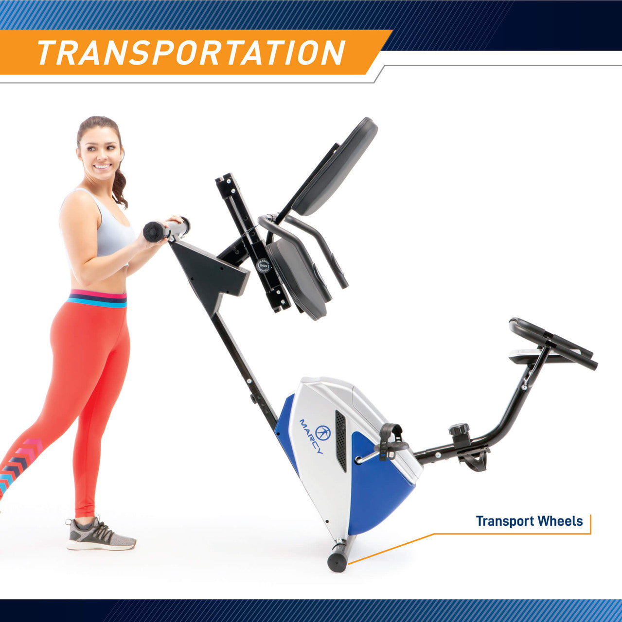 Marcy ME 1019R Magnetic Recumbent Exercise Bike for Home Gym - Low Impact Cardio Workout for Seniors & Physical Therapy - Compact Indoor Cycling Equipment for Small Spaces