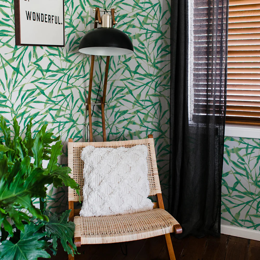 Self-Adhesive Watercolor Leaves Wallpaper - Removable Peel & Stick Wall Decals for Bedroom, Nursery, Living Room Decor