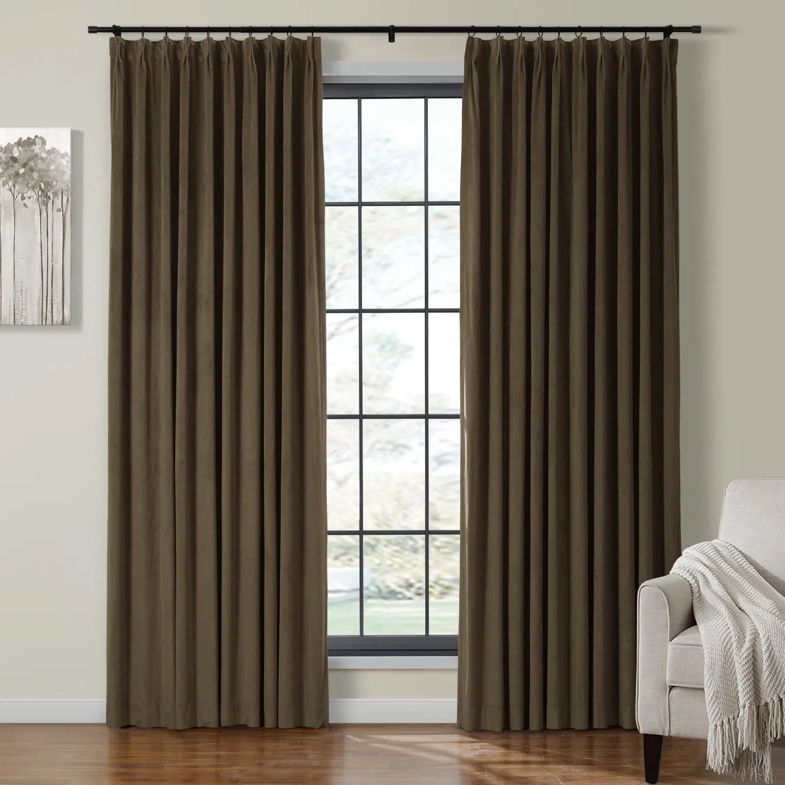 Birkin Velvet Curtain Pleated - Luxurious Blackout Drapes for Living Room & Bedroom - Elegant Window Treatment for Home Decor