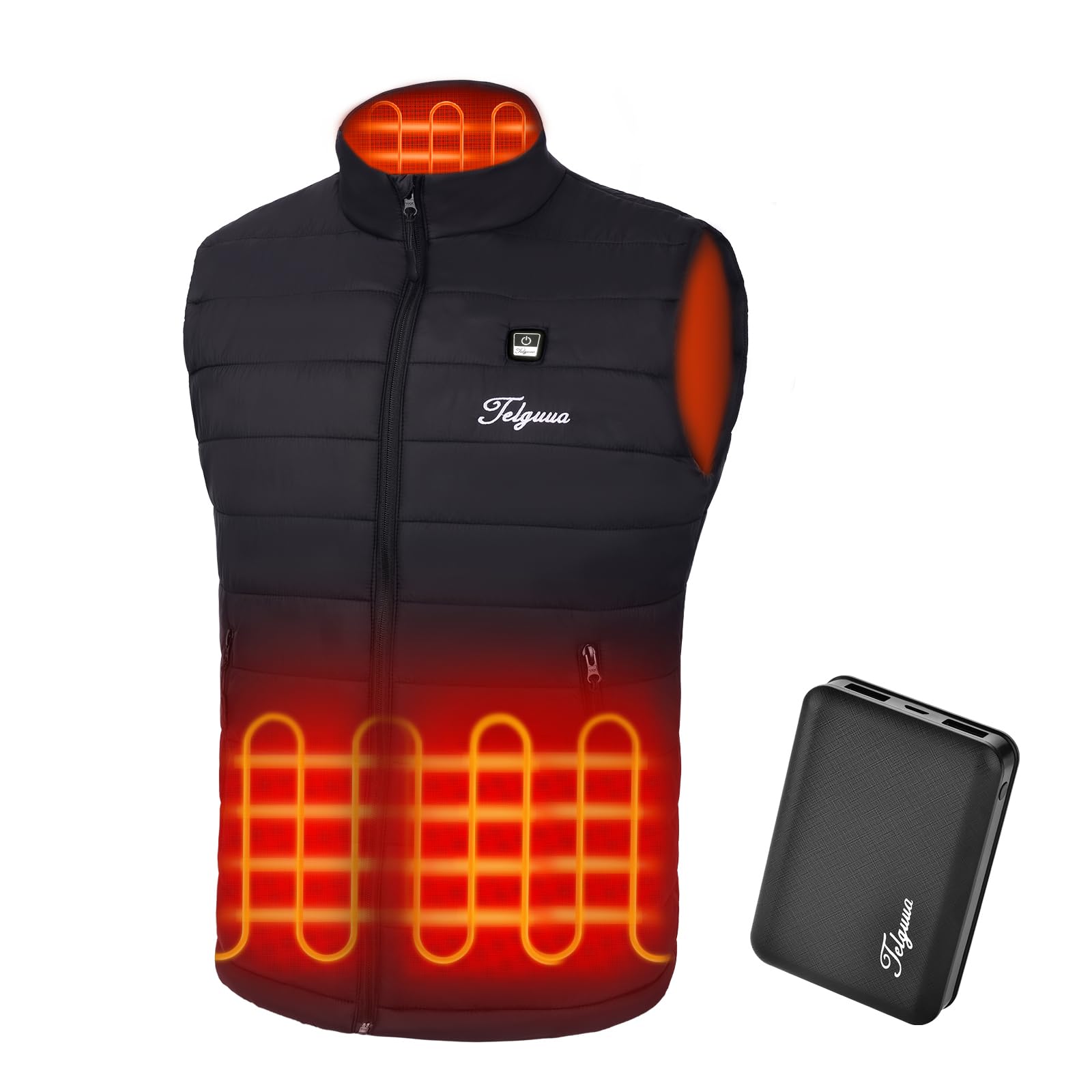 Telguua Men's Heated Vest with Rechargeable Battery Pack - Electric Heating Jacket for Cold Weather - Perfect for Outdoor Work, Hiking, and Winter Sports