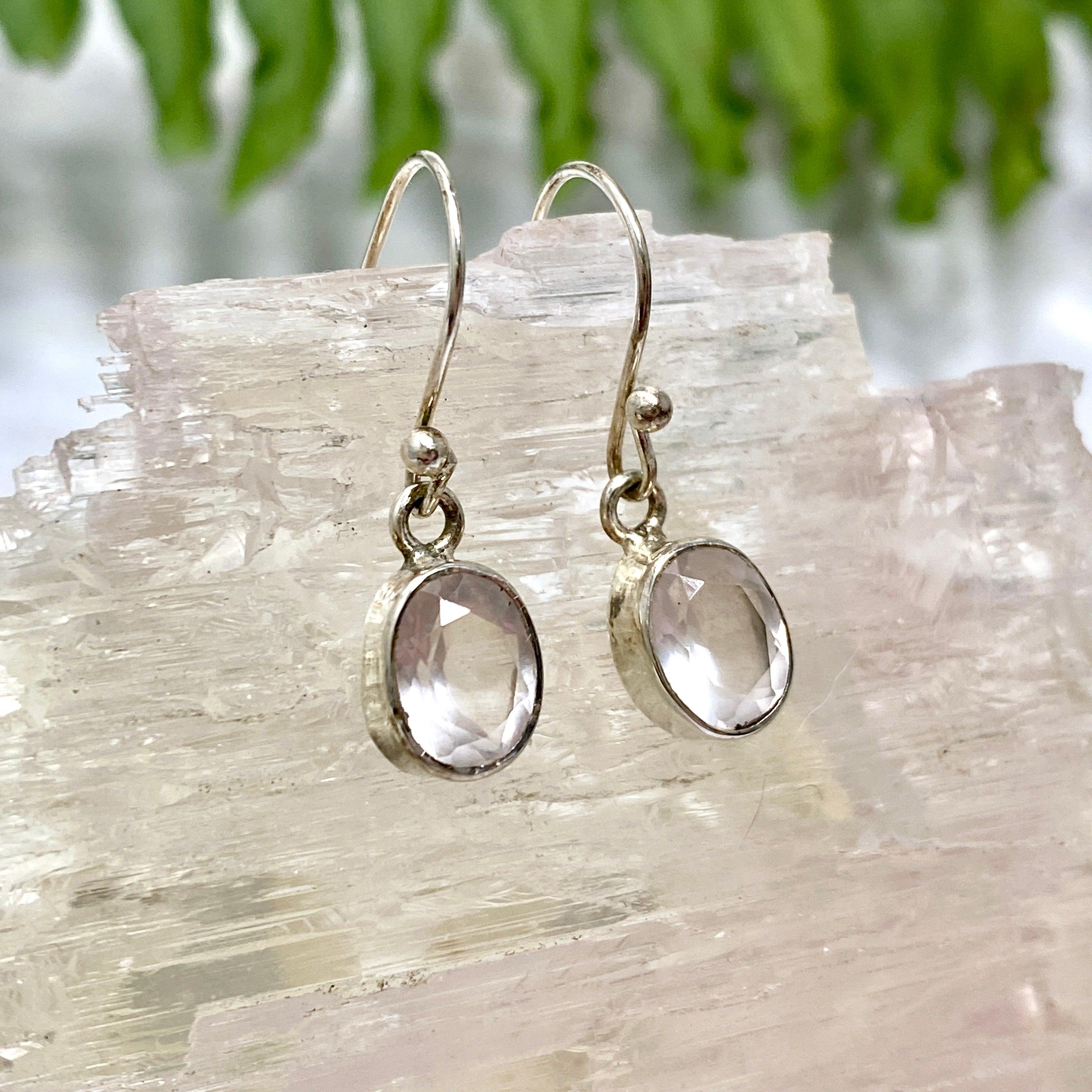 Rose Quartz Petite Oval Faceted Earrings R2363 RQO - Elegant Dainty Jewelry for Women, Perfect for Weddings, Parties & Everyday Wear