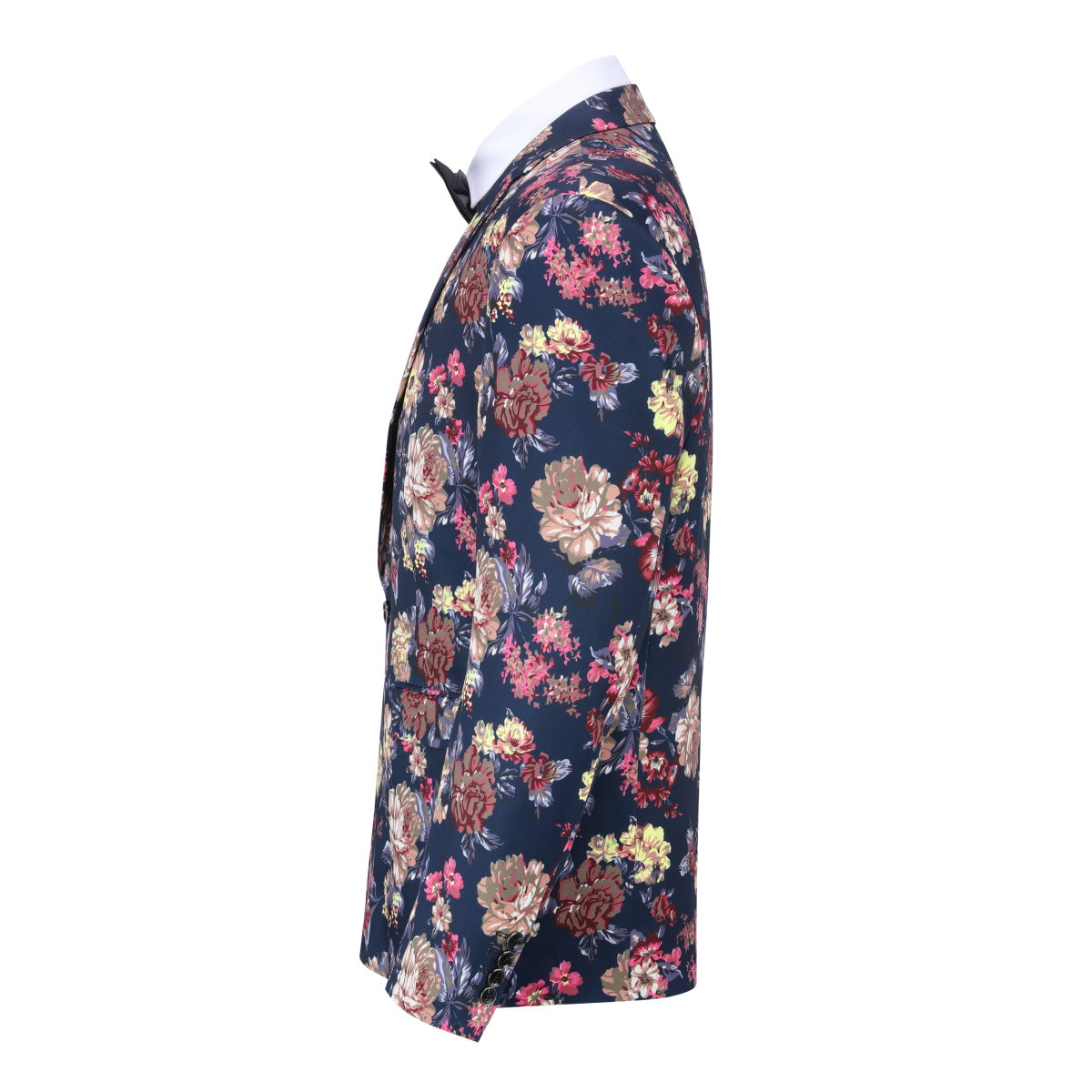 2 Piece Slim Fit Floral Print Suit for Men - Navy Blue Business Formal Wear - Perfect for Office, Wedding & Special Occasions