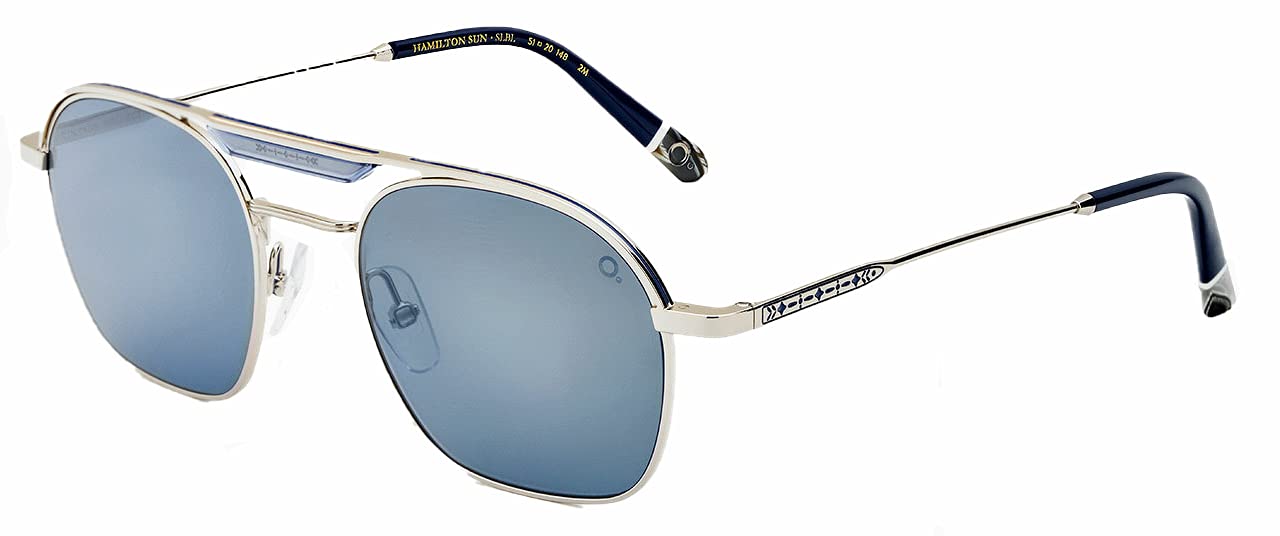 Etnia Barcelona Hamilton Silver Blue Sunglasses with Blue HD Lens - UV Protection, Polarized, Fashion Eyewear for Men & Women - Perfect for Driving, Beach, and Outdoor Activities