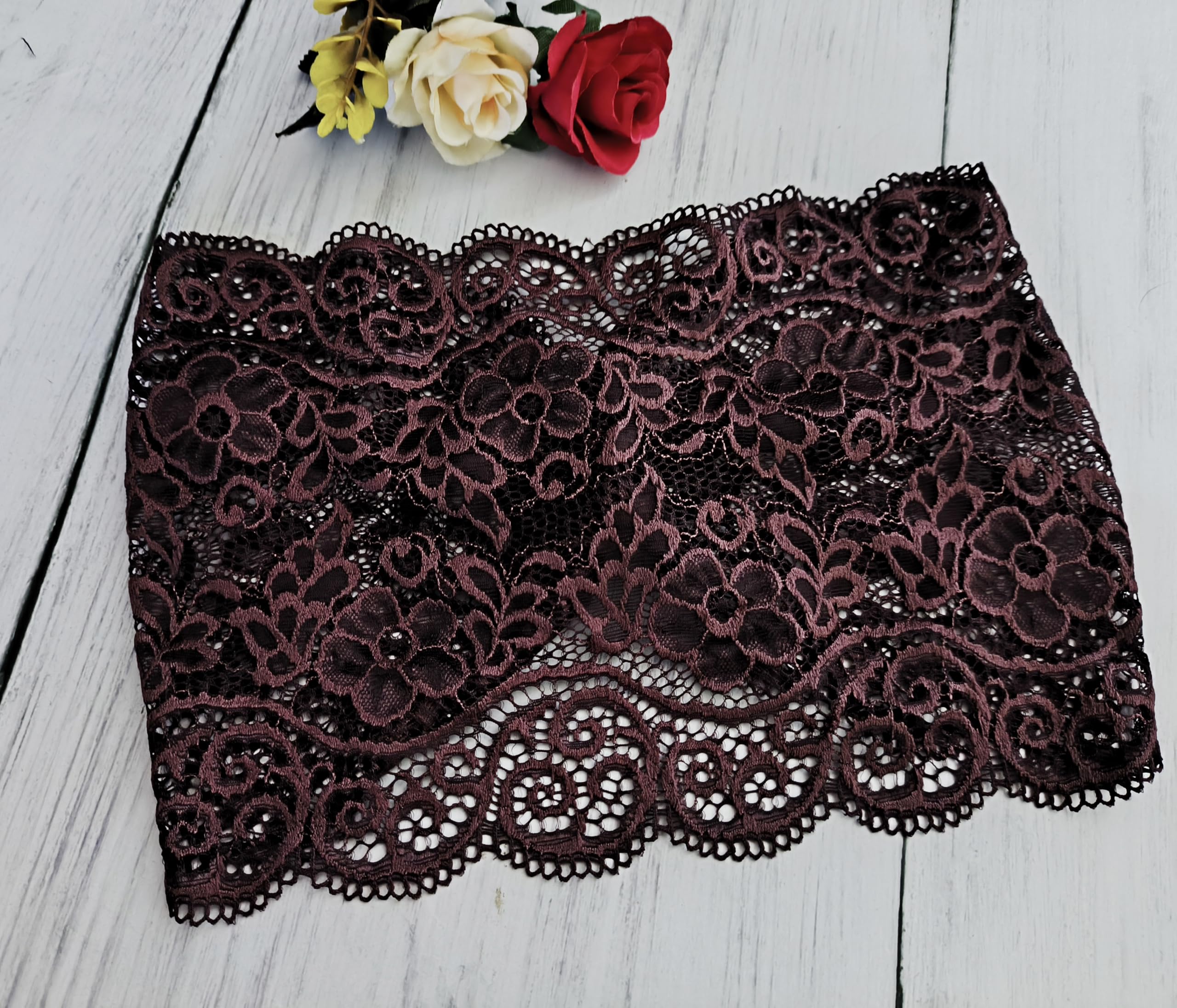 Women's Stretch Lace Headbands - Wide Turban Headwraps for Yoga, Workout & Everyday Wear - Soft & Comfortable Hair Accessories (Brown) - Perfect for Gym, Running, Sports and Fashion Styling