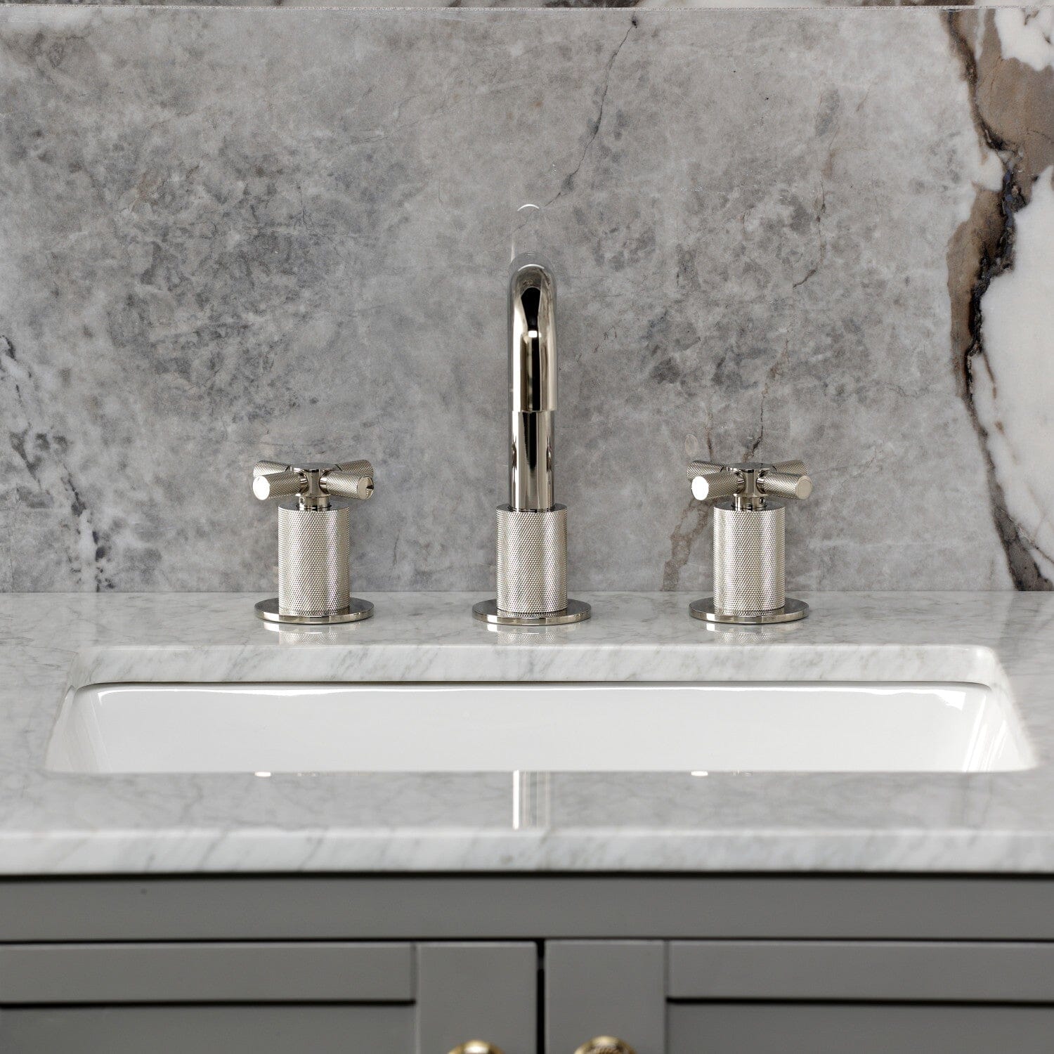 Premium 3-Hole Widespread Bathroom Faucet with Push Pop-Up Drain - Dual Handle Deck Mount Sink Faucet for Modern Vanities, Bathroom Sinks & Powder Rooms