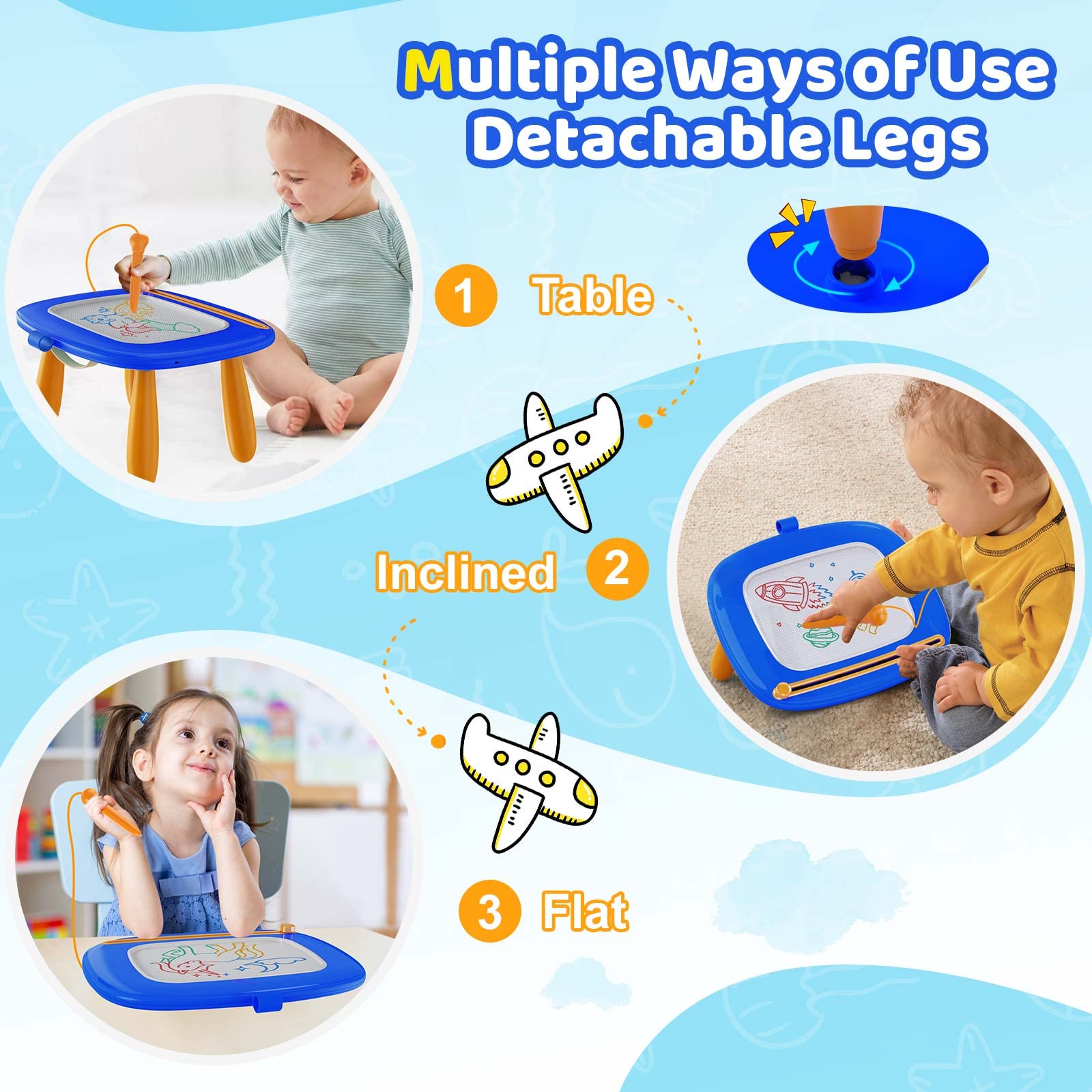 Magnetic Drawing Board for Toddlers 1-3 - Educational Doodle Pad for Kids Birthday Gift - Perfect for Home & Travel Play