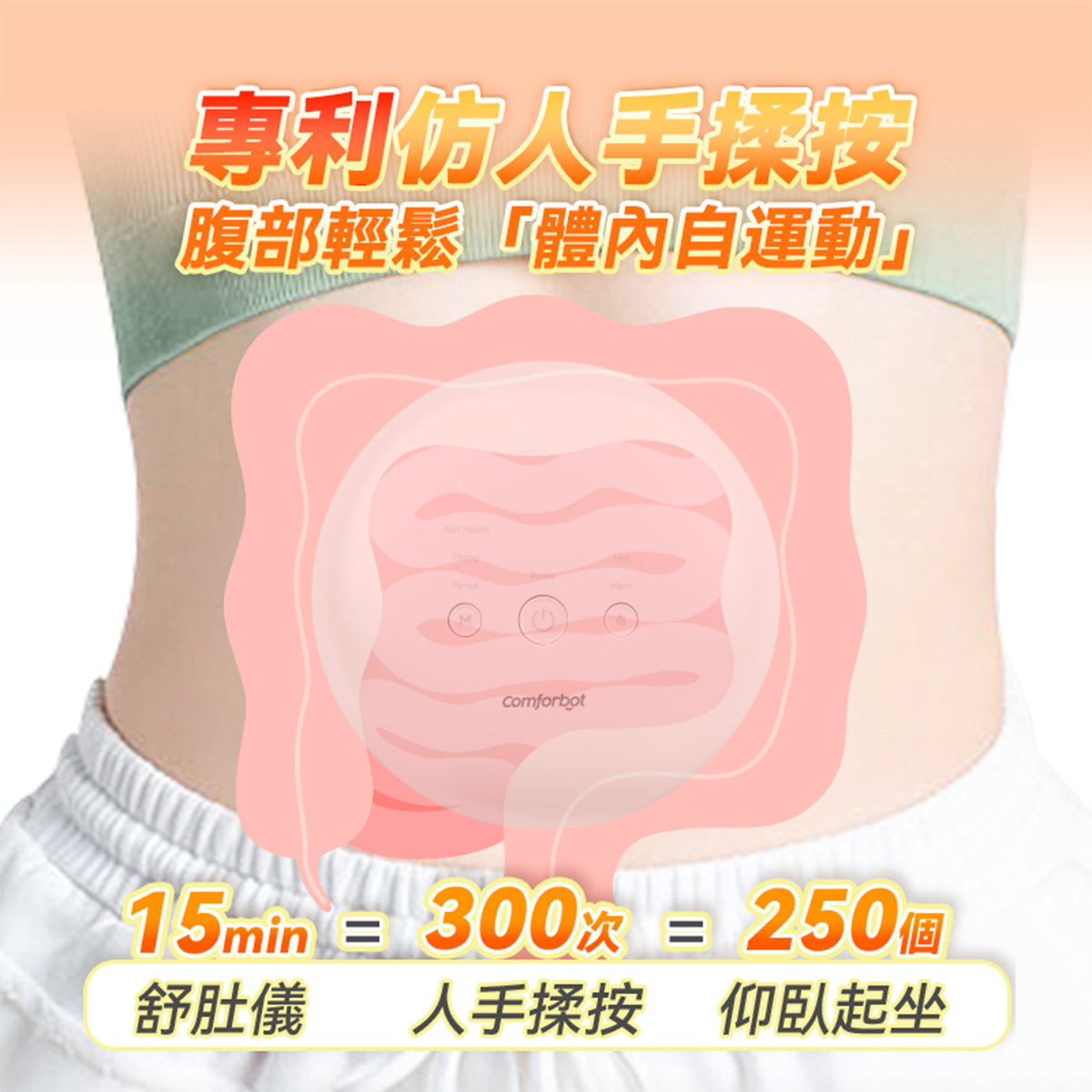 Comforbot CF 005 Automatic Abdominal Massager with Patented Hand-like Motion - Relieve Bloating, Improve Digestion & Relax Muscles for Home/Office Wellness Use