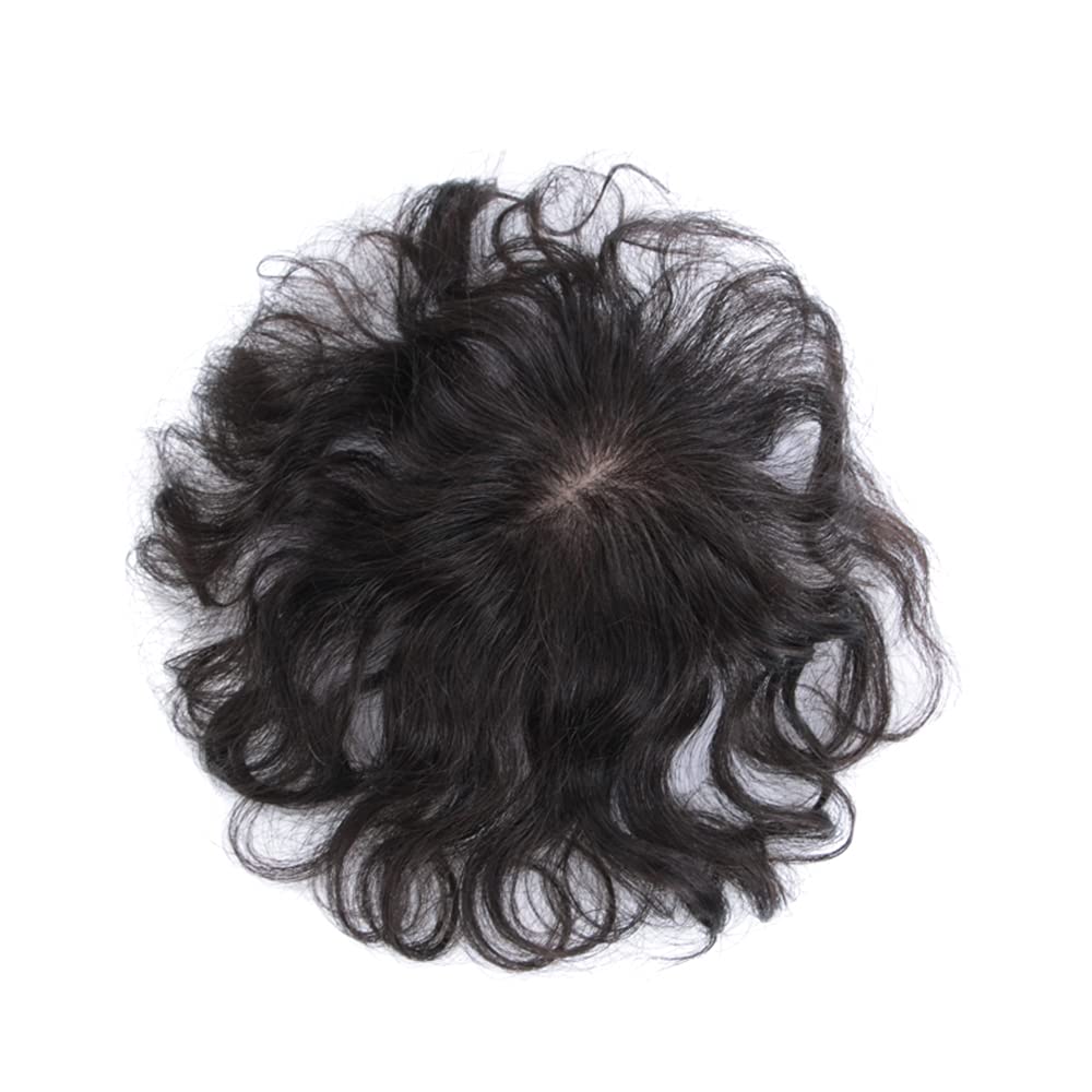 Maery 5x3 Full Handmade Silk Base 100% Real Human Hair Topper for Women with Thinning Hair - Curly Wavy Clip-in Hairpiece for Gray Coverage & Hairline (7