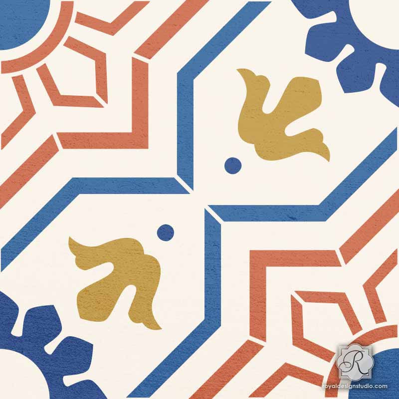 Marbella Tile Stencil Kit - Reusable DIY Wall & Floor Stenciling Templates for Home Decor, Bathroom, and Kitchen Renovation Projects
