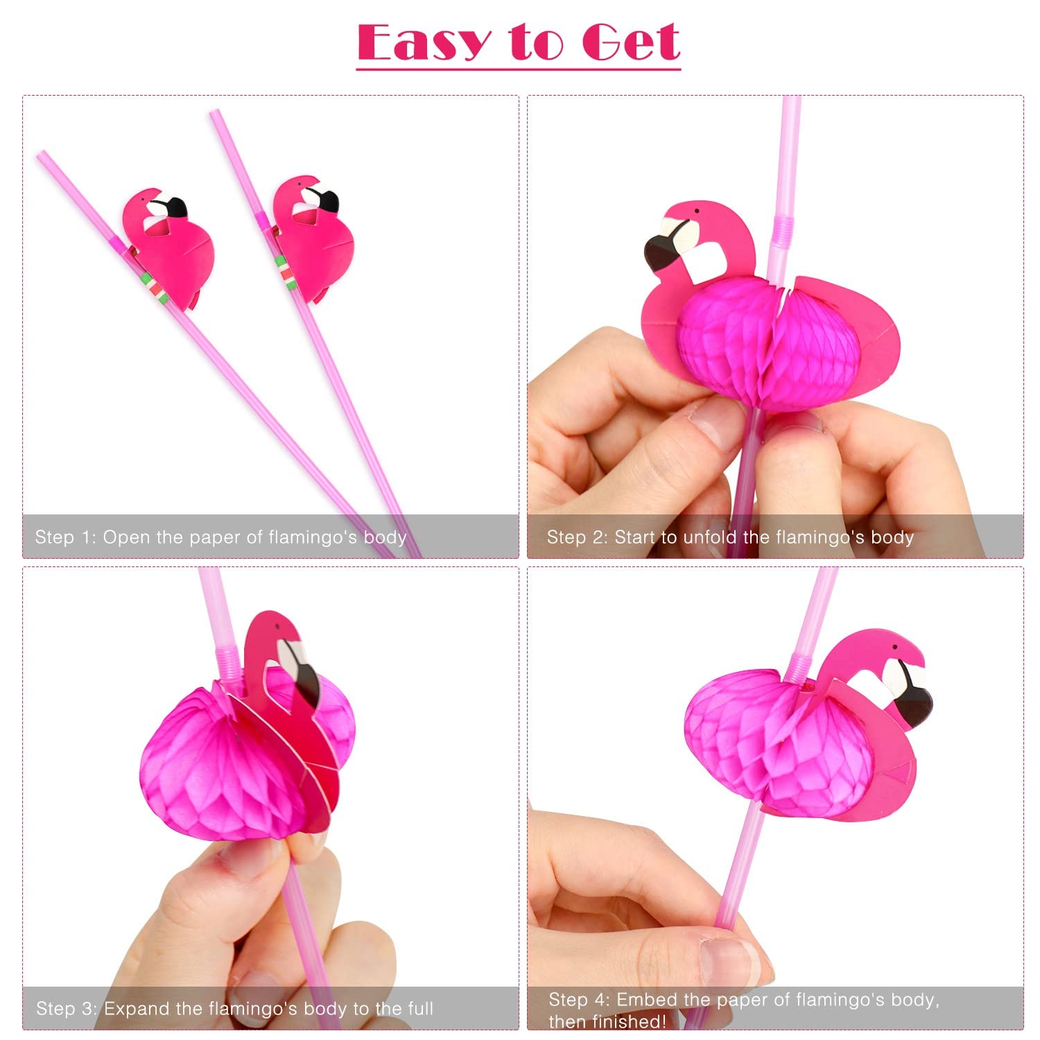 50 Pcs Flamingo Straws - Bendable Cocktail Drinking Straws for Bachelorette Party, Pool Party, Birthday & Wedding Decor - Rose Gold Flamingo Themed Tableware & Drink Accessories - Perfect for Tropical Themed Events, Summer Gatherings & Girls' Night Out
