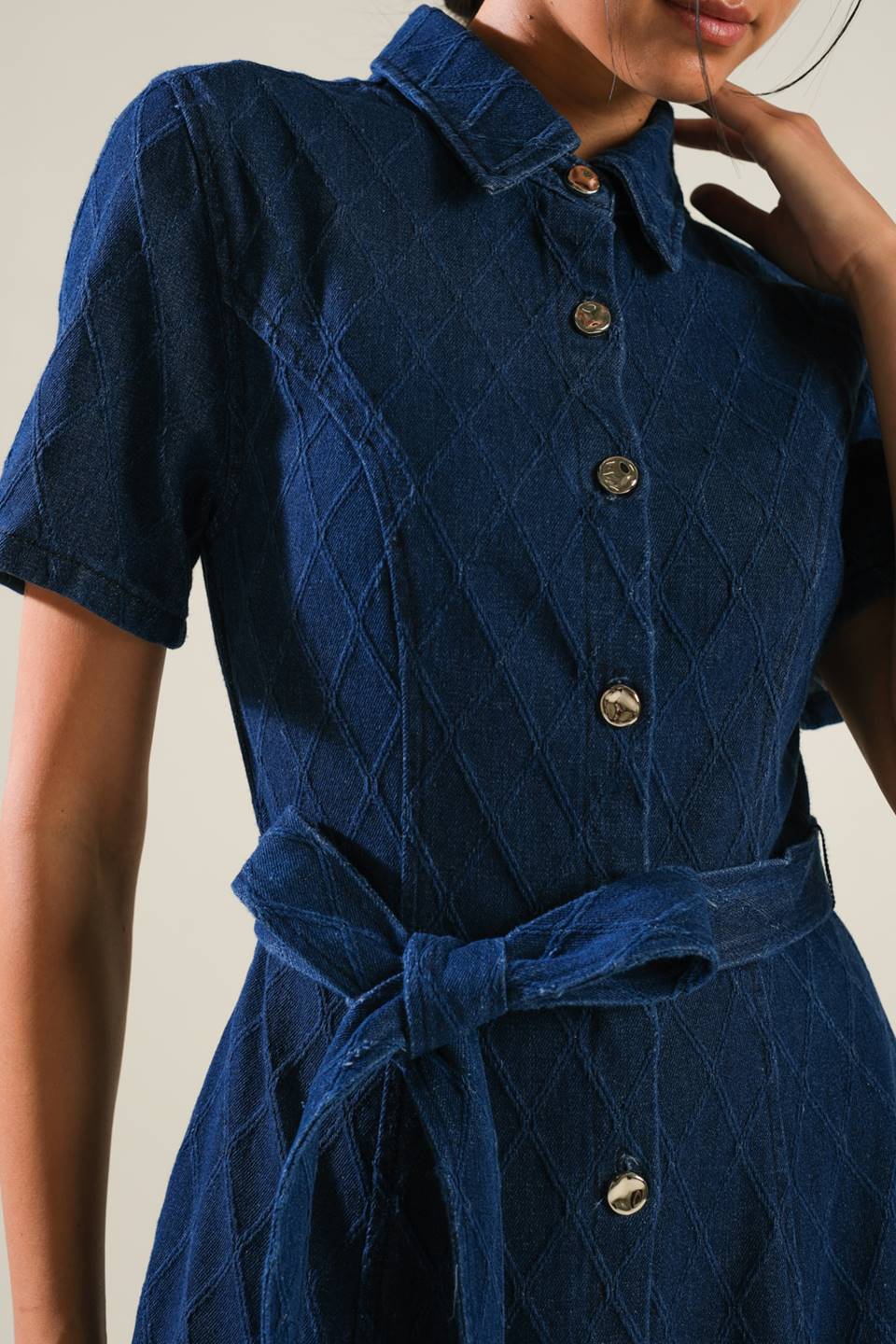 Confident Strides Textured Denim Midi Shirt Dress for Women | Casual Office Wear & Spring Outfits
