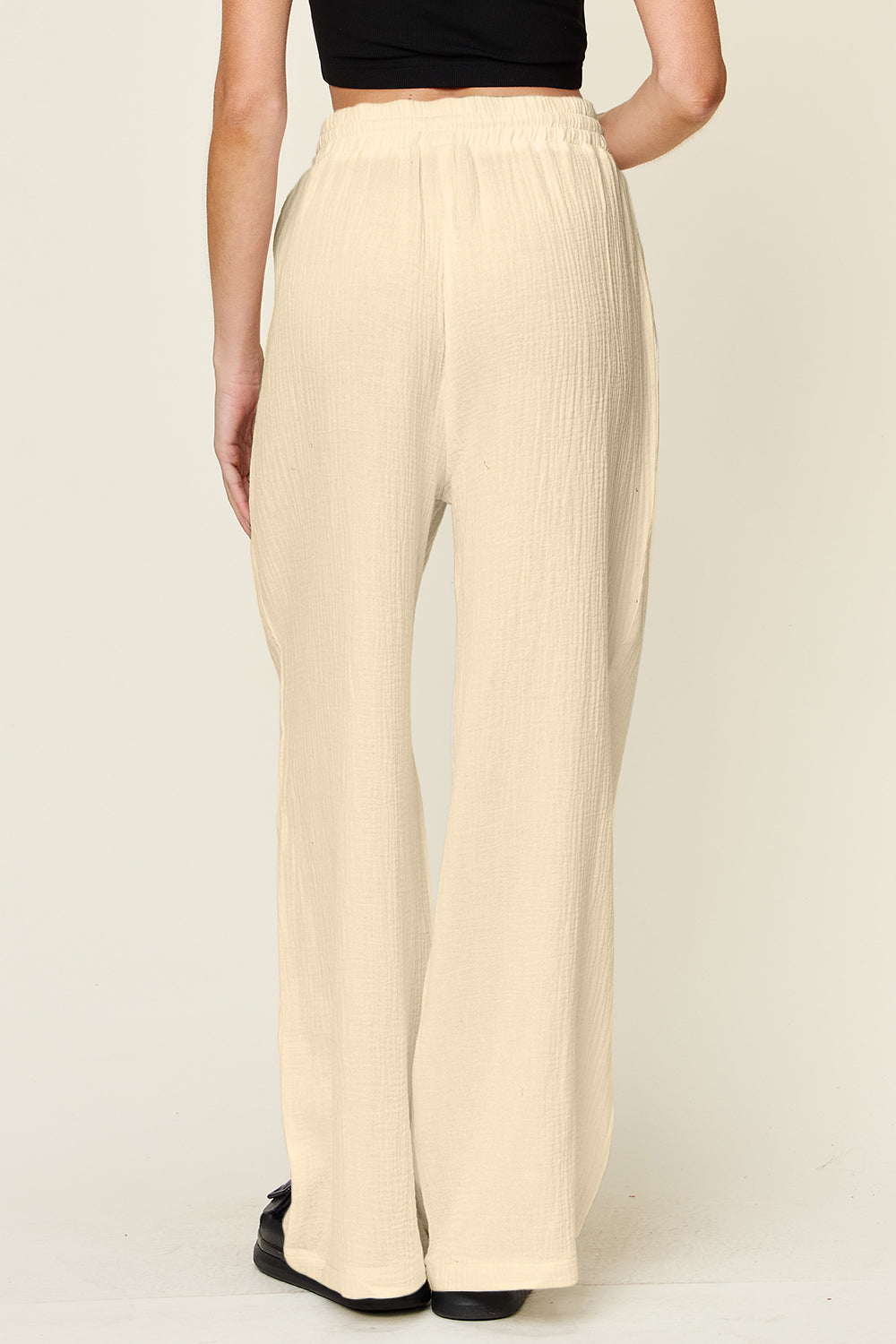 Full Size Textured Drawstring Wide Leg Pants for Women - Comfortable Lounge Pants for Yoga, Travel & Casual Wear