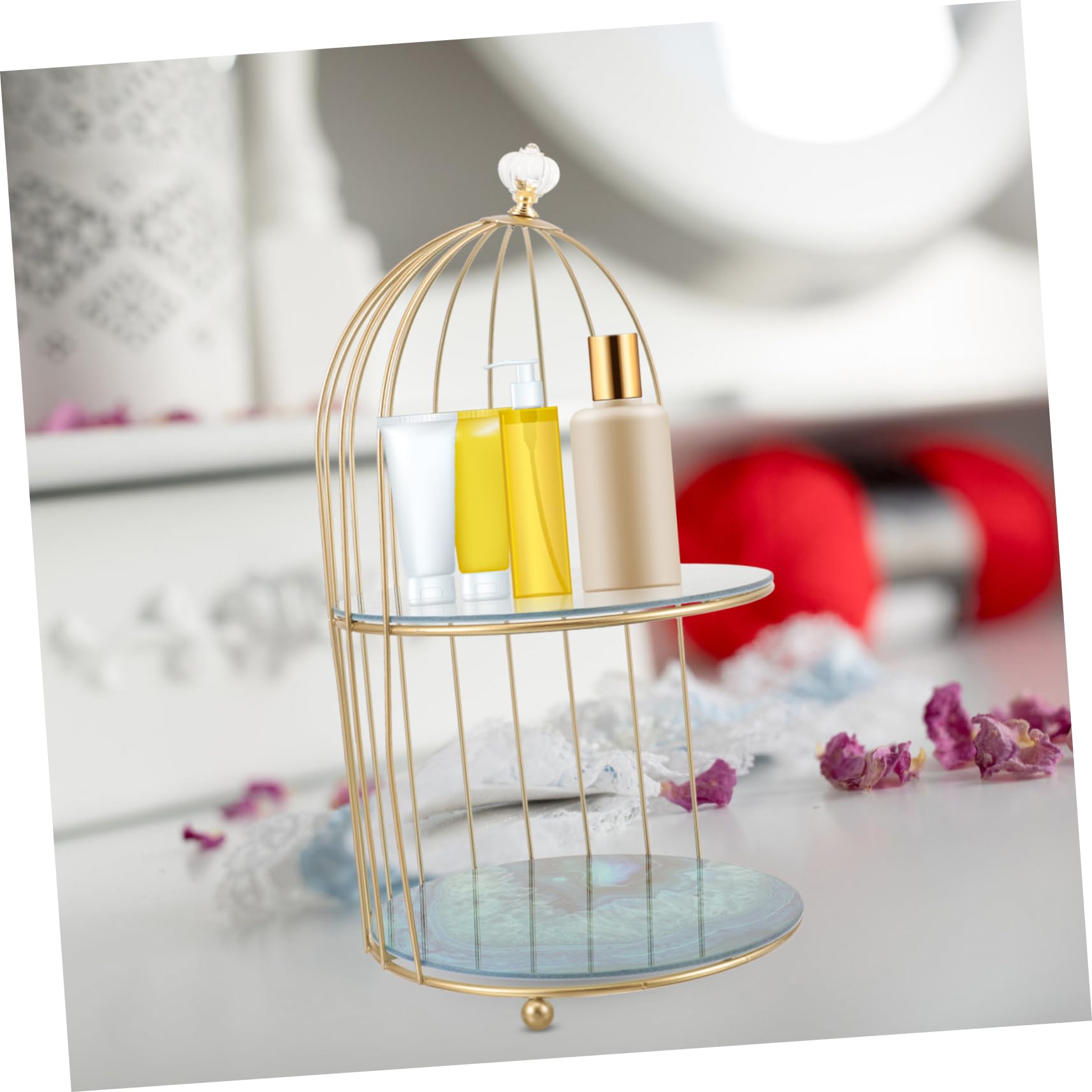 Uonlytech 3-Tier Bird Cage Serving Tray - Decorative Candy Display Stand, Cosmetic Organizer & Makeup Storage Tray - Perfect for Parties, Bathroom Storage, and Vanity Organization
