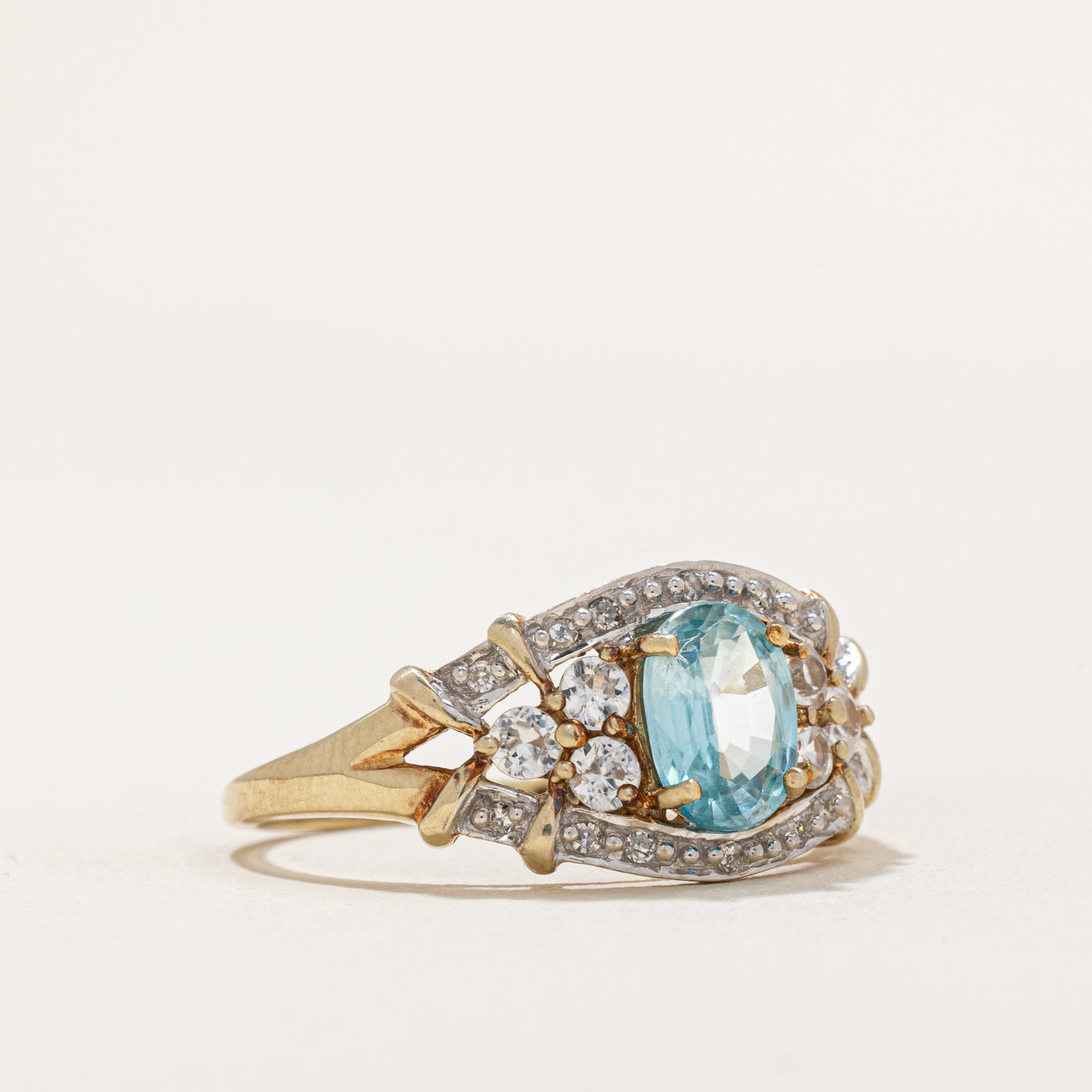 1.40ctw Topaz & Diamond Tapered Ring for Women | 0.04ctw Diamond Accents | Size 10.25 | Elegant Wedding, Anniversary & Engagement Jewelry Gift