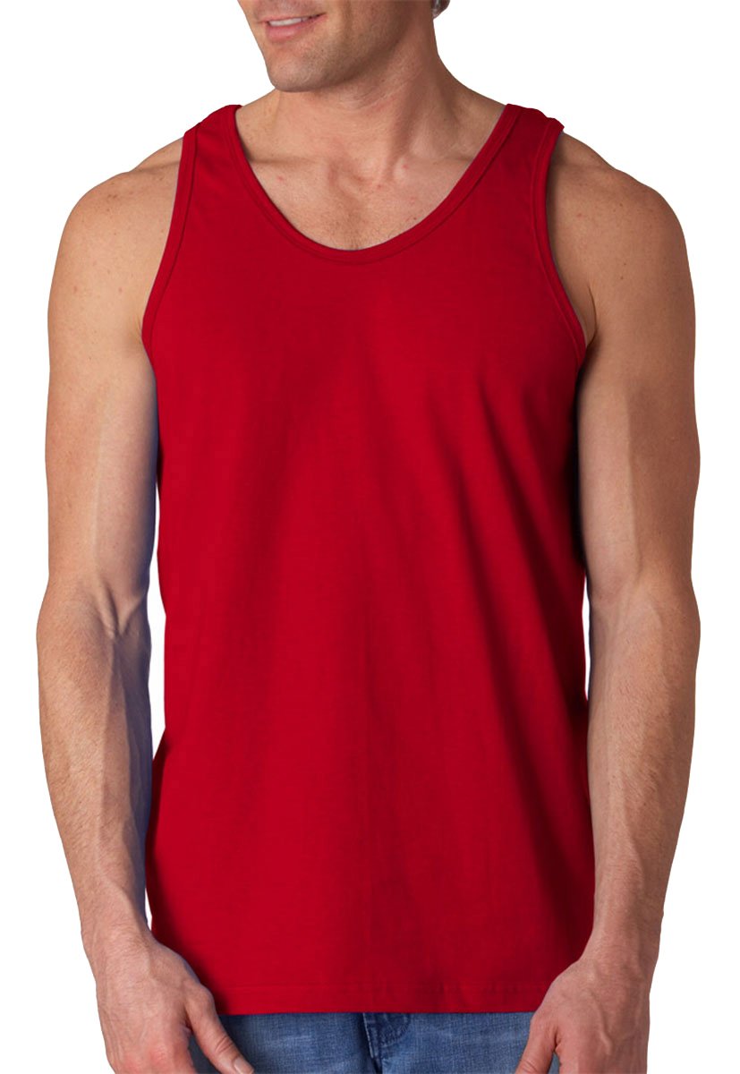 Gildan Men's Cotton Tank Top - Red, Large Size, Breathable & Comfortable for Gym, Workout, Running & Casual Wear