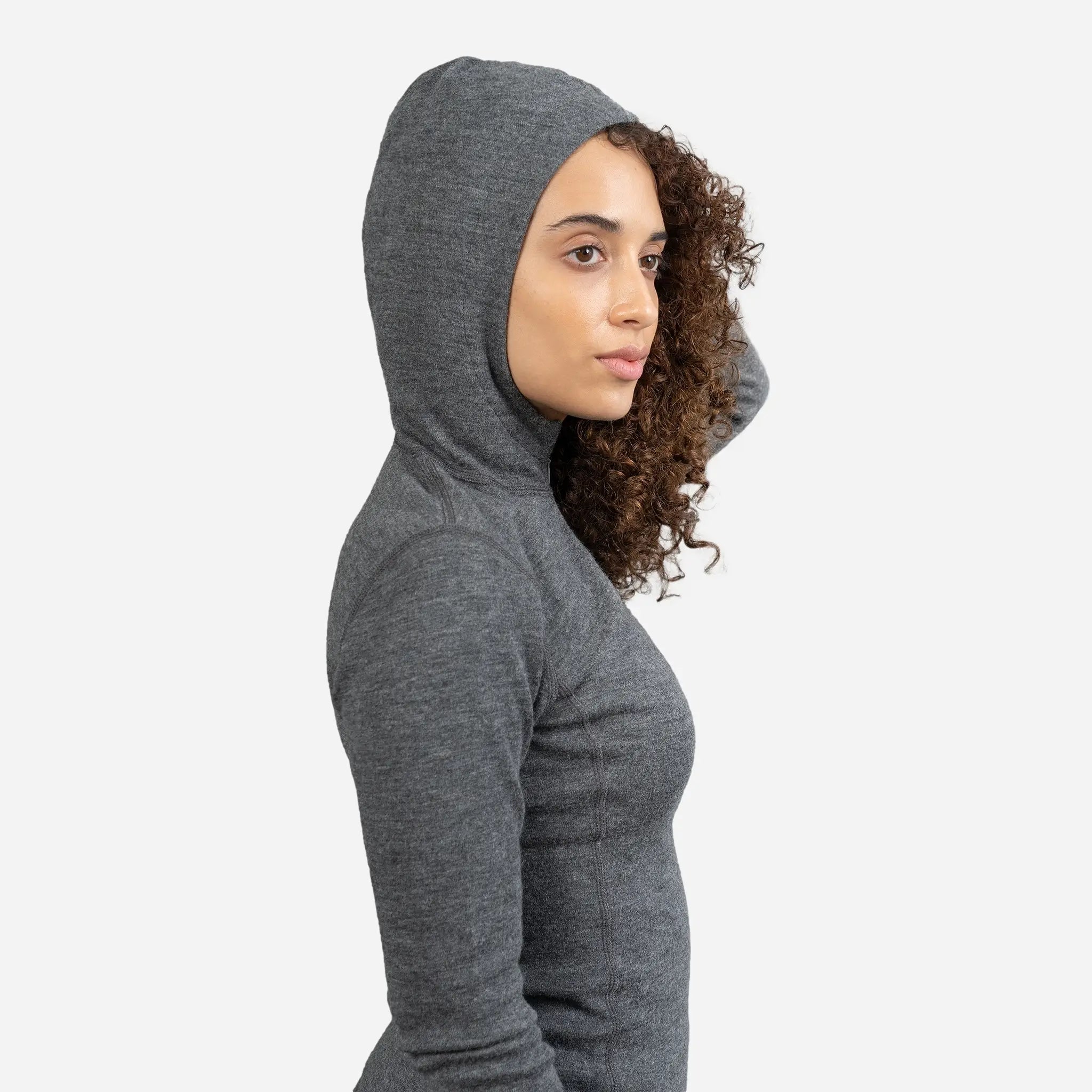 Women's Lightweight Alpaca Wool Hoodie - 300 GSM Half Zip Pullover for Outdoor Hiking & Casual Wear