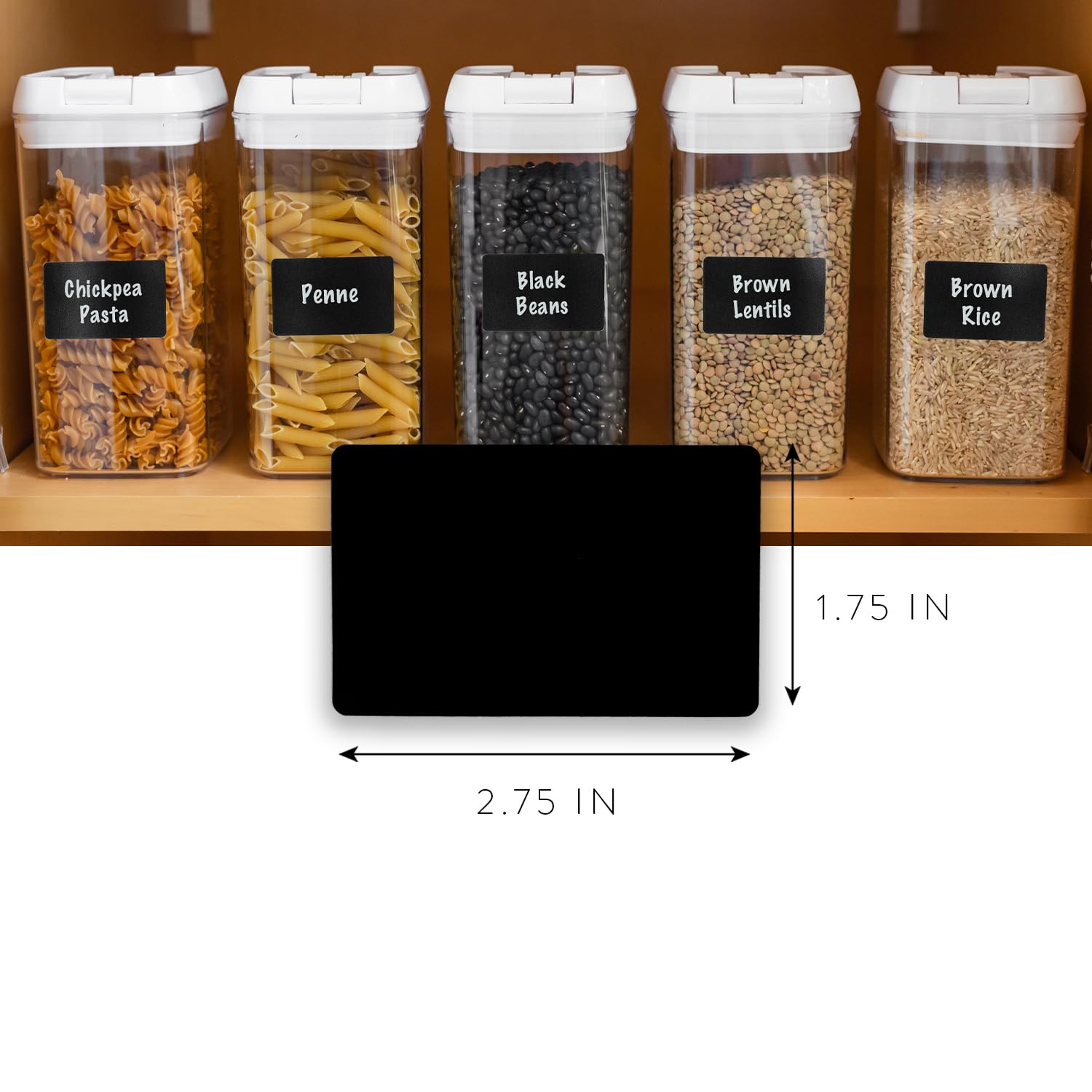 200 Pack Removable Chalkboard Labels for Storage Bins & Pantry Containers - Reusable Black Stickers with Chalk Marker - Perfect for Kitchen Organization, Home Storage & Classroom Supplies