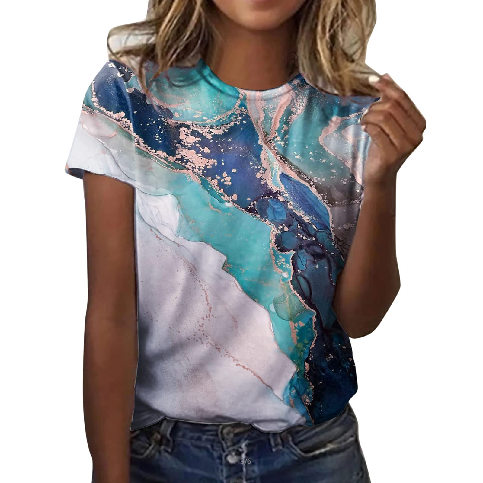 Trendy Plus Size Women's Short Sleeve V-Neck Printed T-Shirts - Casual Blouse for Everyday Wear, Work & Outings | MOKINGTOP Fashion Tees