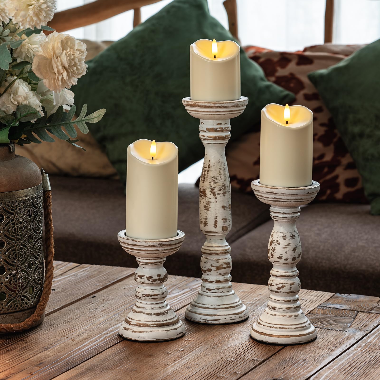 Homemory LED Candles - Battery Operated Flameless Candles with Remote Control & Timer, Set of 3 Ivory White Waterproof Electric Candles for Home Decor, Wedding Centerpieces, Christmas Decorations, and Romantic Ambiance