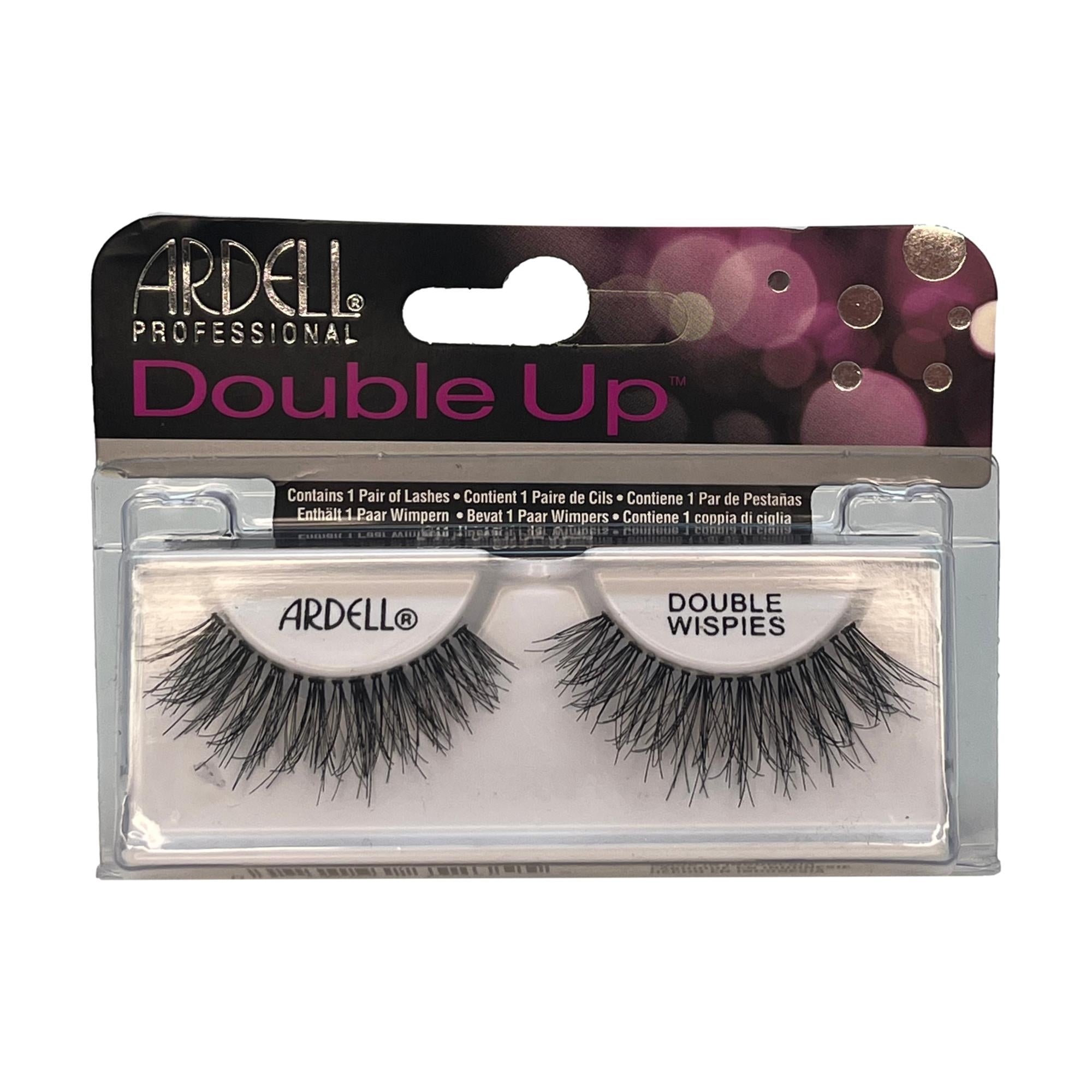 Ardell Double Up Strip Lashes - Wispies Black False Eyelashes for Natural Volume & Length | Perfect for Everyday Wear, Special Occasions & Makeup Looks