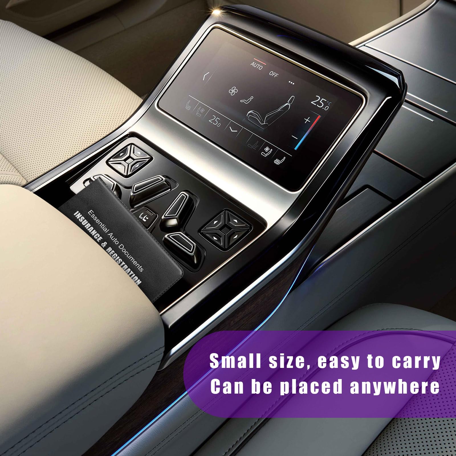 4 PCS Car Registration and Insurance Holder - Vehicle Glove Box Organizer with Secure Closure for License & Documents - Auto Essential Paperwork Wallet Case - Perfect for Organizing Car Papers, Insurance Cards & Vehicle Documents (Black with Car Logo) - Ideal for Road Trips, Daily Commutes & Vehicle Maintenance