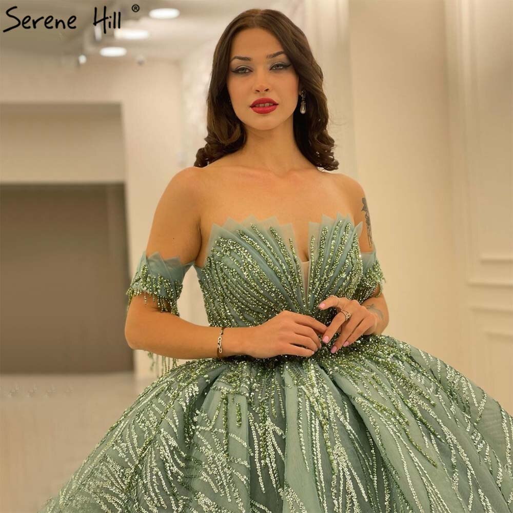 Serene Hill Mint Luxury Beaded Tassel Wedding Dresses 2025 | High-End Lace Up Bridal Gown HM67411 | Custom Made for Elegant Weddings & Formal Events