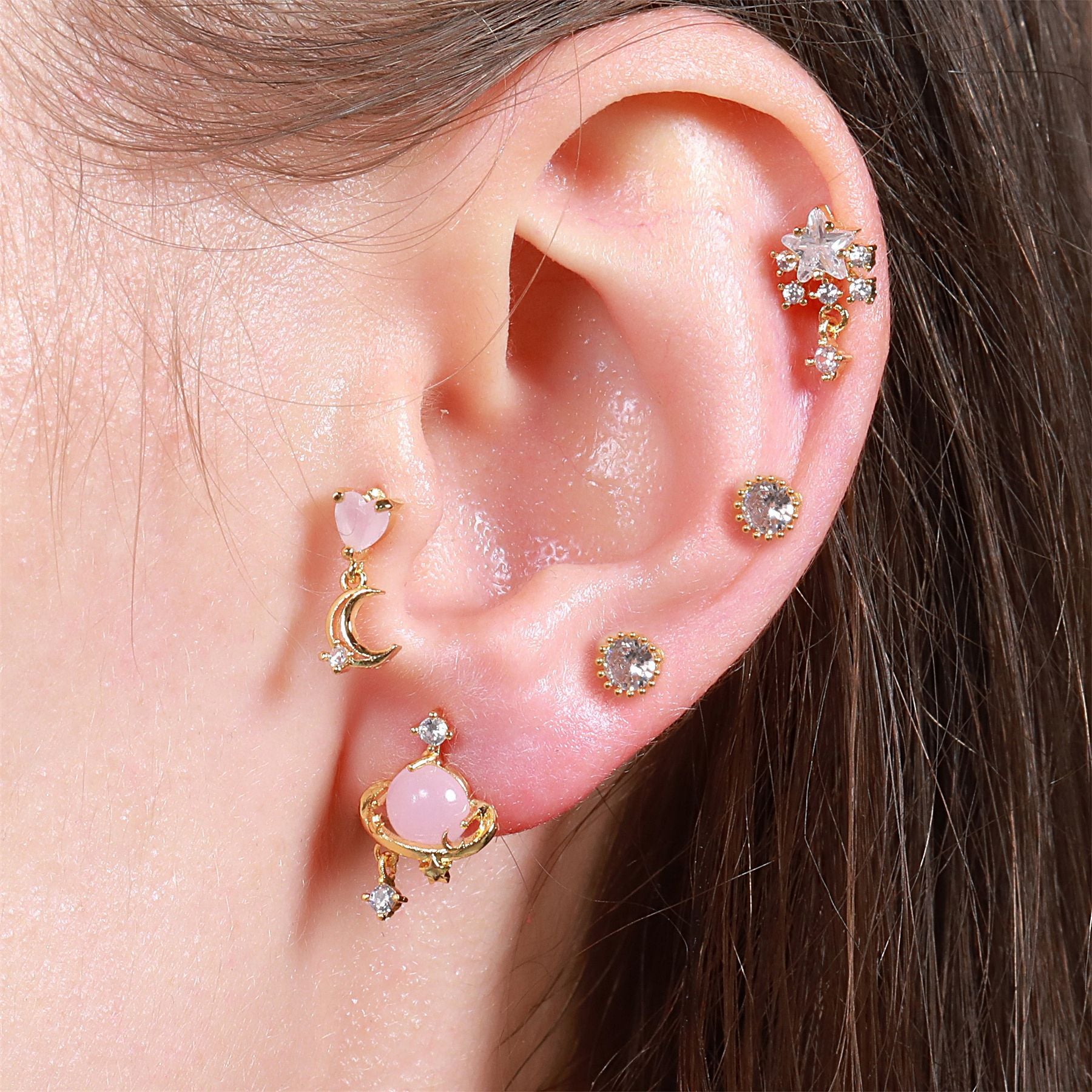 20G Pink Sweet Heart Forward Helix Conch Earrings for Women | Cartilage Hoop Earrings | EGD0433 | Perfect for Daily Wear, Parties & Gifts