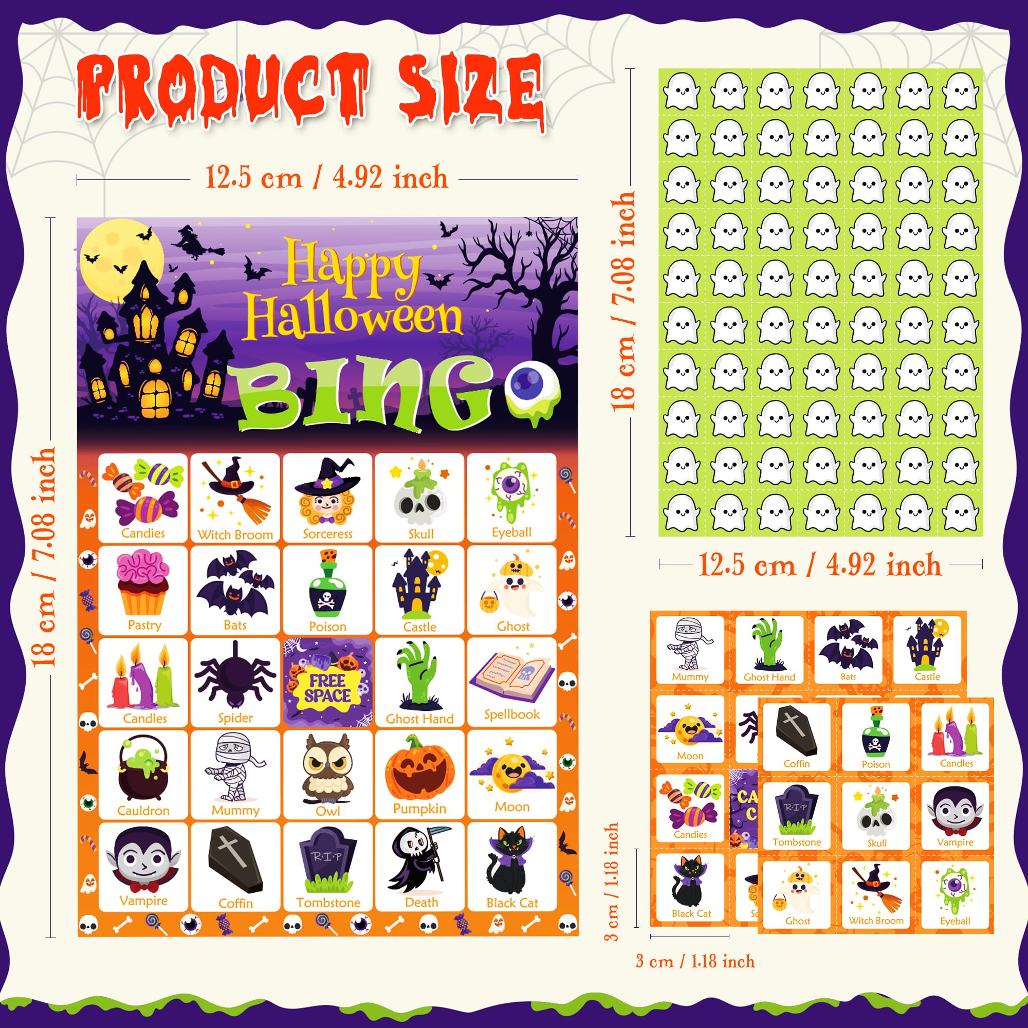 Halloween Bingo Game for Kids - 24 Players Party Supplies | Family Halloween Party Activities & Crafts
