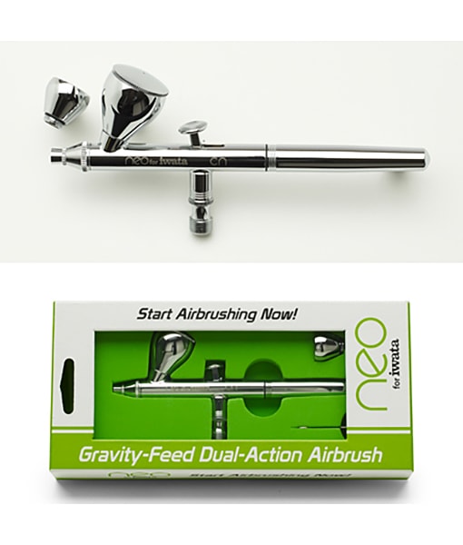 Iwata NEO Airbrush Kit - Professional Dual-Action Gravity Feed Airbrush for Fine Art, Makeup, Tattoo & Model Painting - Perfect for Artists, Hobbyists & DIY Projects