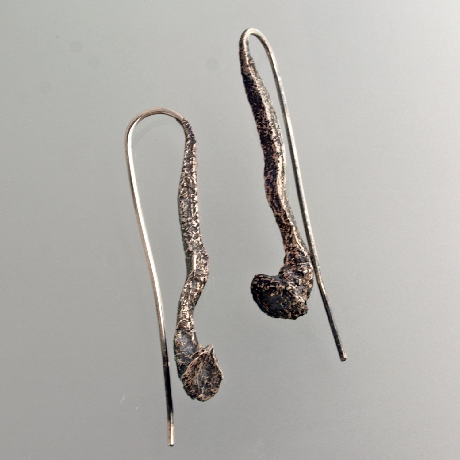 Oxidized Sterling Silver Statement Earrings by Microfficina - Elegant Nail Design for Women, Perfect for Parties, Weddings & Special Occasions