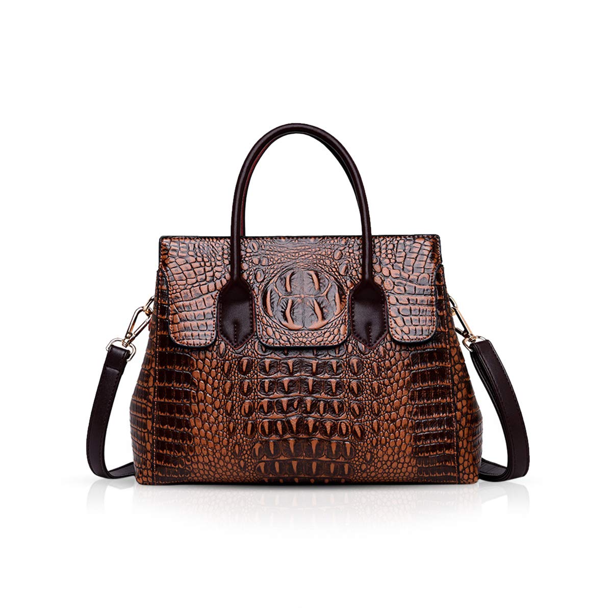 NICOLE & DORIS Women's Luxury Crocodile Print Top Handle Handbag - PU Leather Fashion Purse for Work, Party & Daily Use